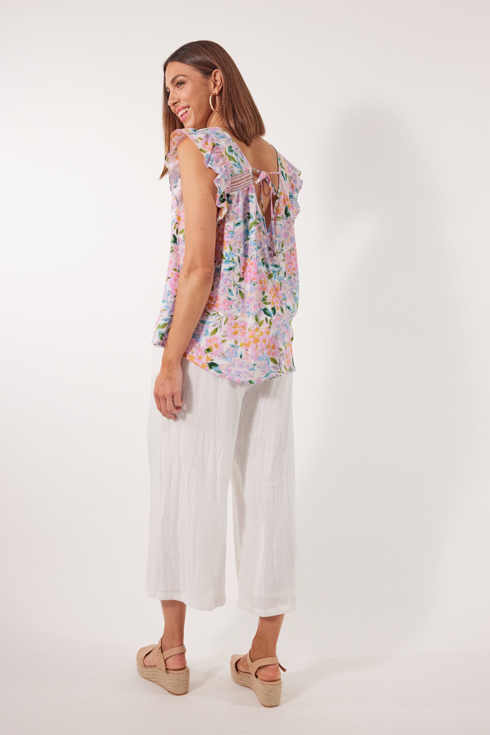 Flora Frill Top - Salt Hydrangea - Isle of Mine Clothing - Top Sleeveless Linen