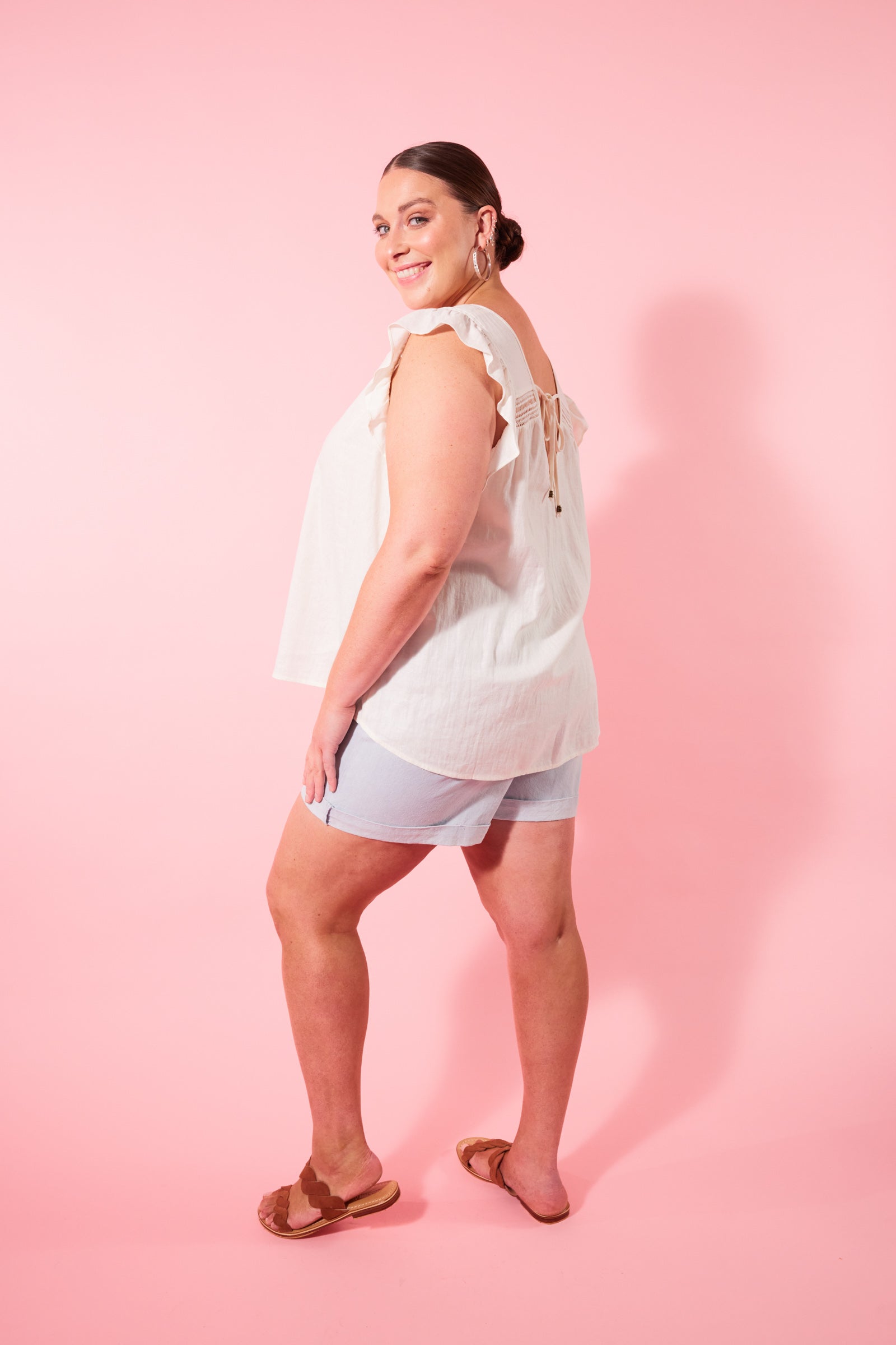 Flora Frill Top - Lotus - Isle of Mine Clothing - Top Sleeveless Linen