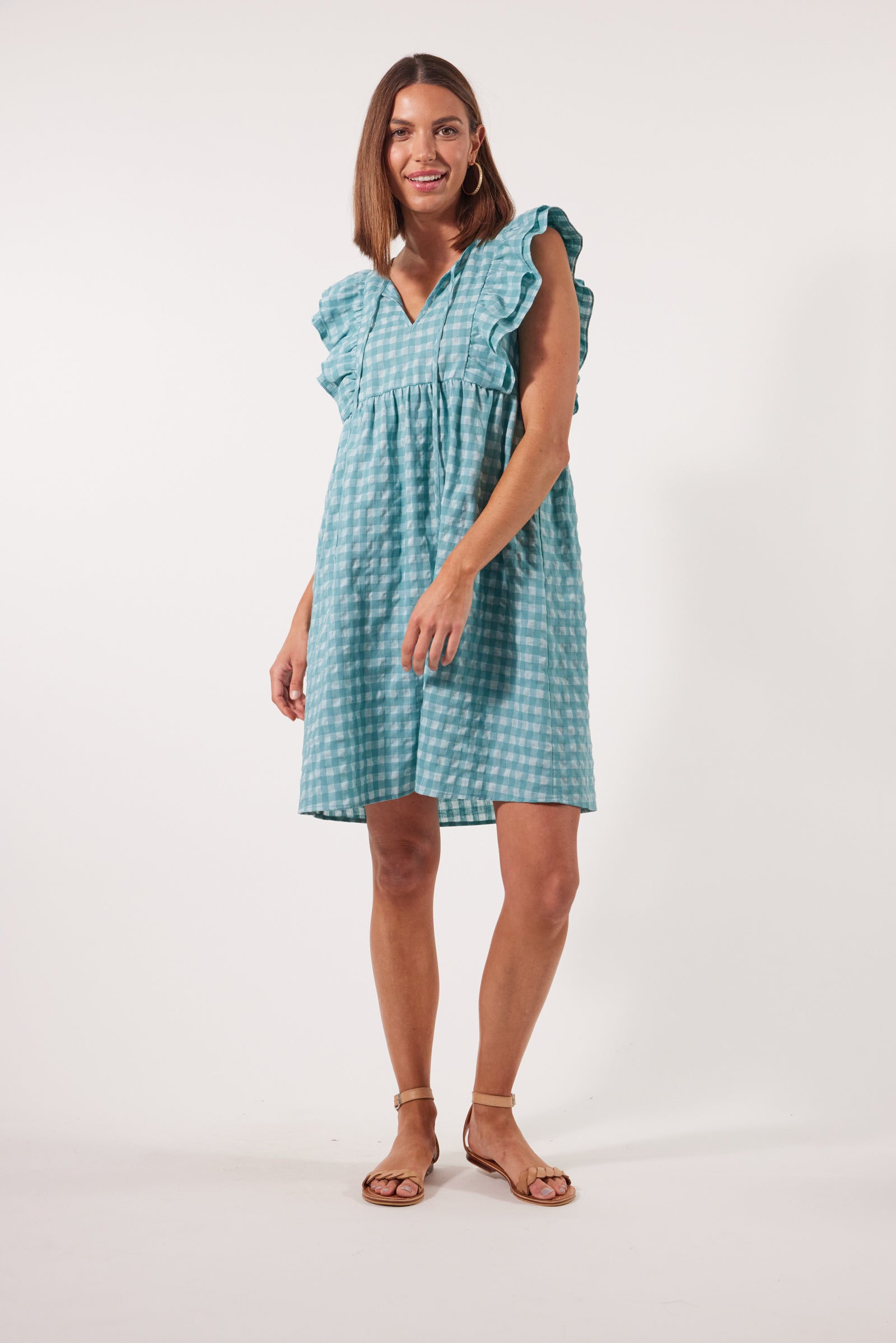 Alfresco Frill Dress - Haze - Isle of Mine Clothing - Dress Mid Linen