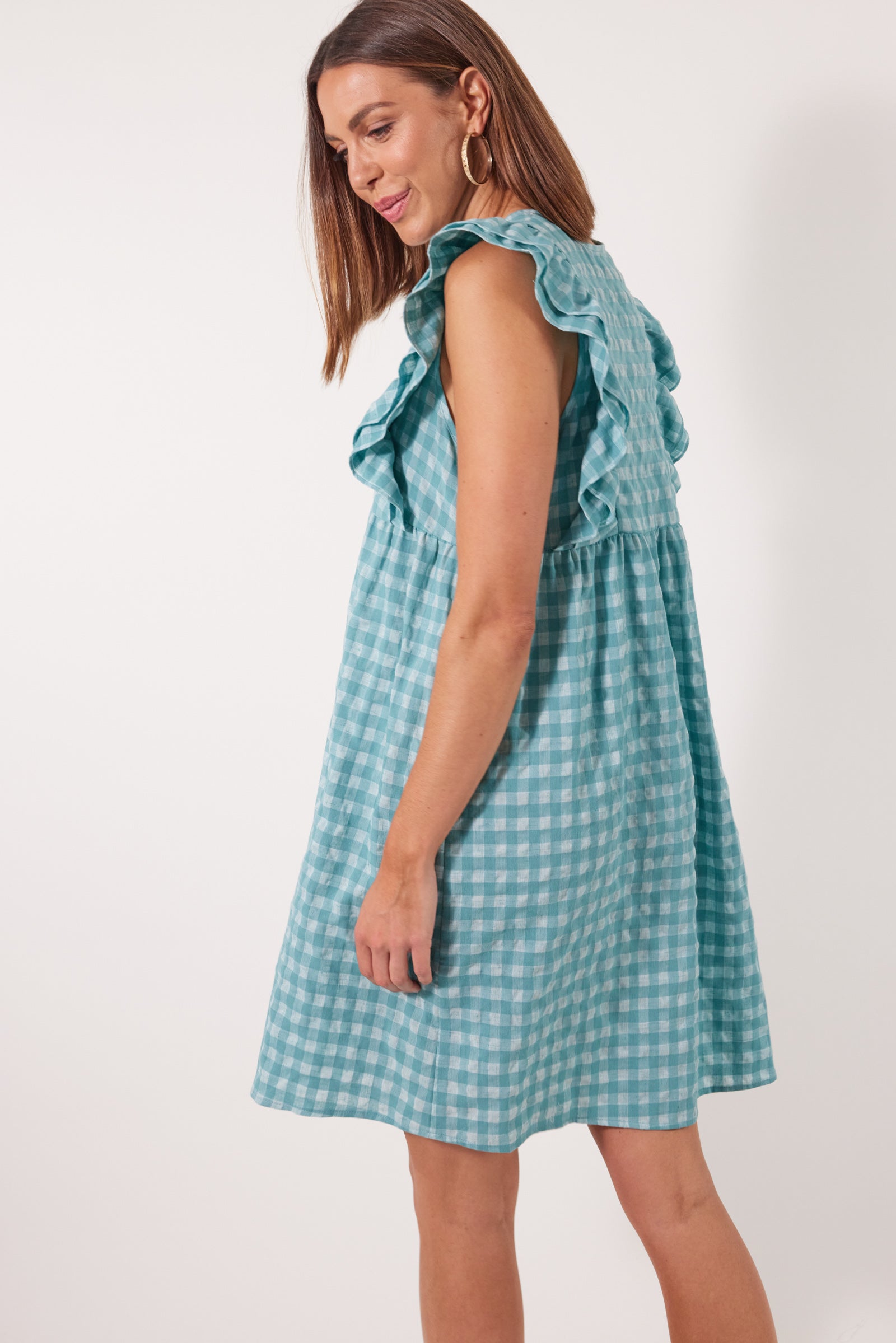 Alfresco Frill Dress - Haze - Isle of Mine Clothing - Dress Mid Linen