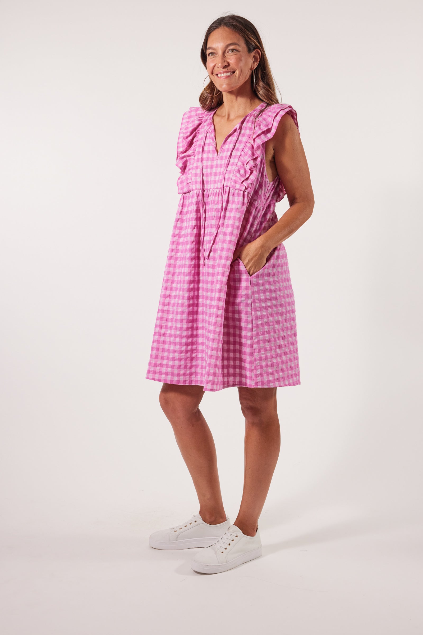 Alfresco Frill Dress - Carnival - Isle of Mine Clothing - Dress Mid Linen