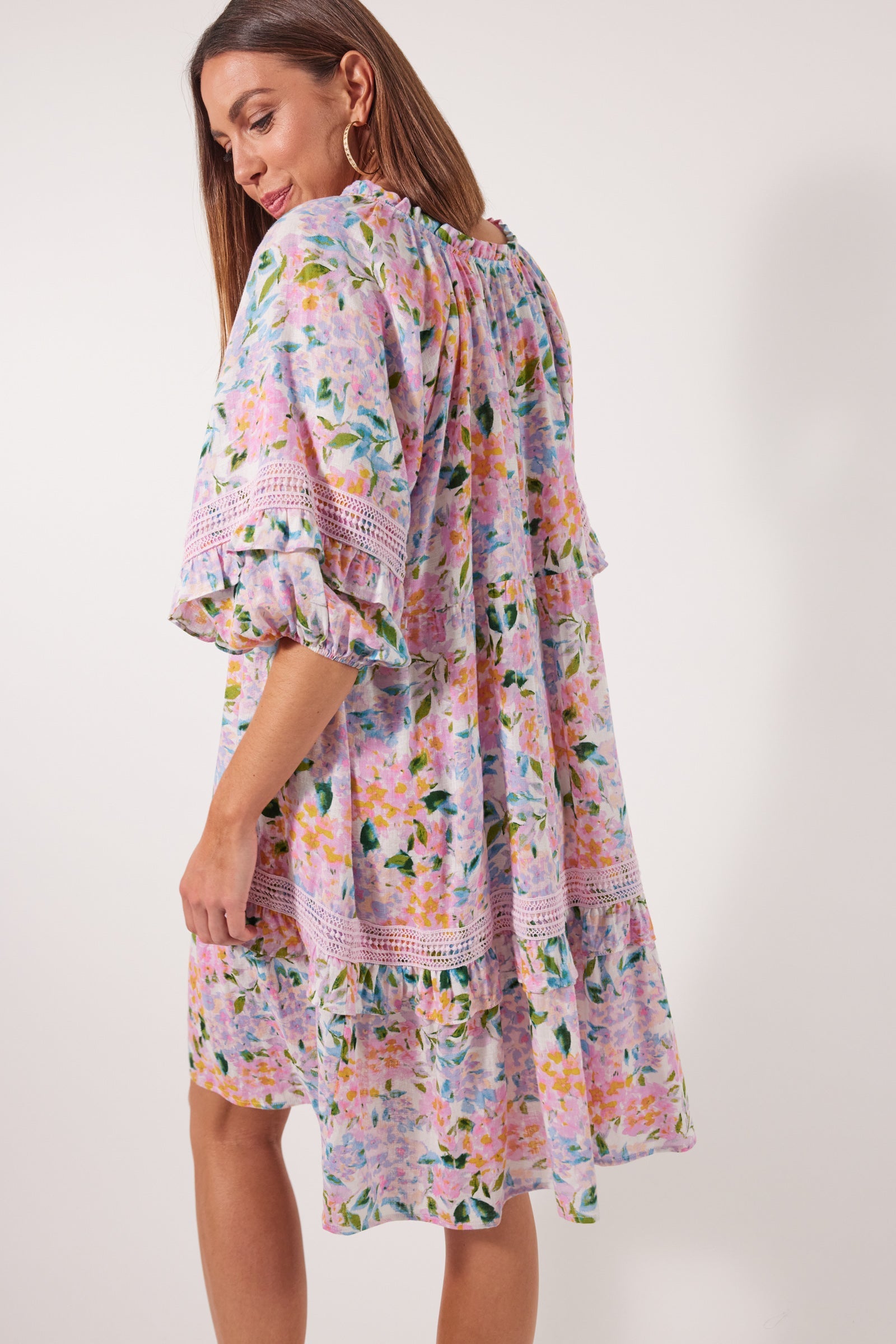 Flora Lace Dress - Salt Hydrangea - Isle of Mine Clothing - Dress Mid Linen