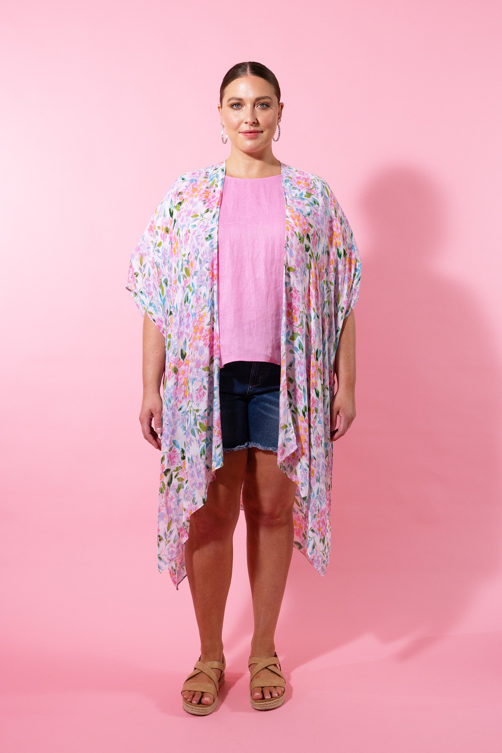 Botanical Cape - Salt Hydrangea - Isle of Mine Clothing - Kimono Cape Long