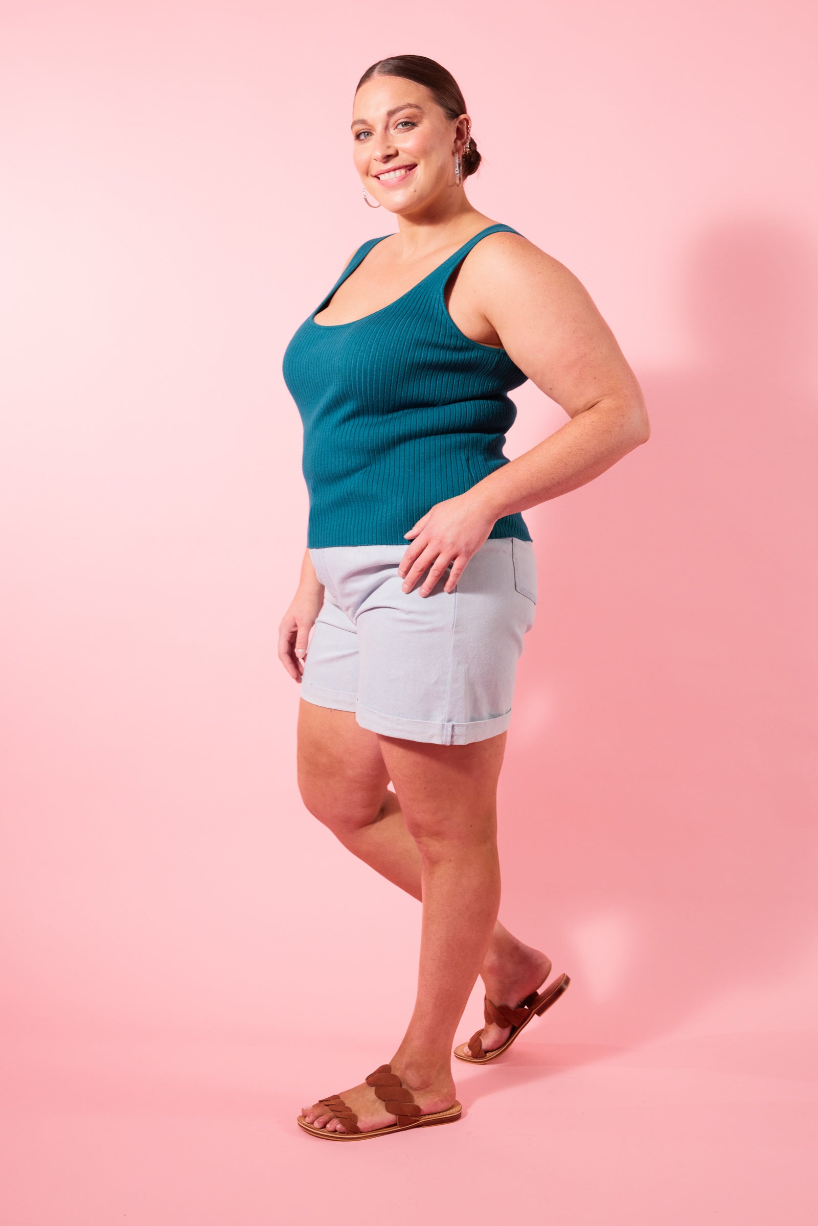 Pavilion Tank - Teal - Isle of Mine Clothing - Knit Top Sleeveless