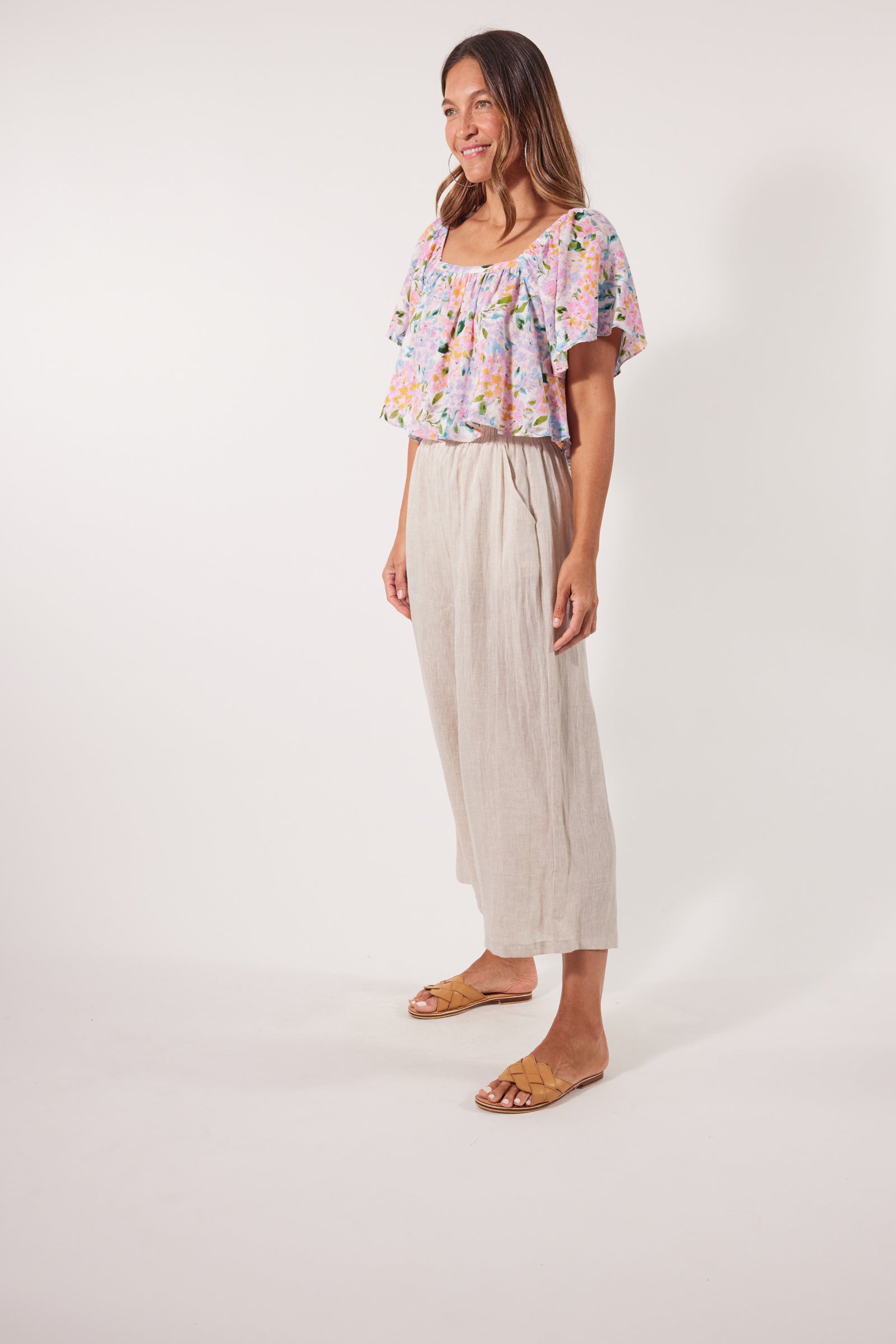 Flora Crop Top - Salt Hydrangea - Isle of Mine Clothing - Top S/S Crop Linen