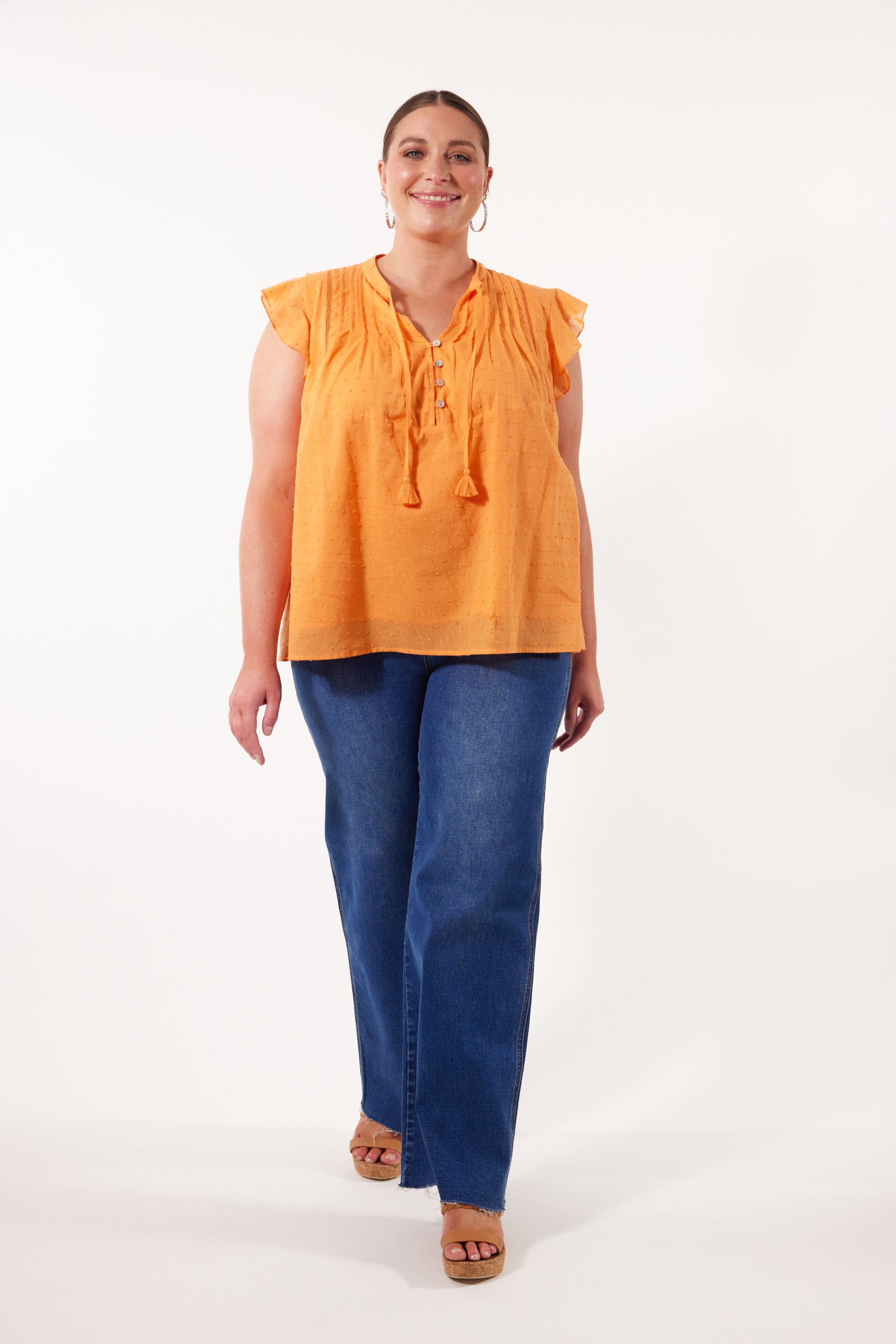 Soiree Top - Tangelo - Isle of Mine Clothing - Top Cap Sleeve