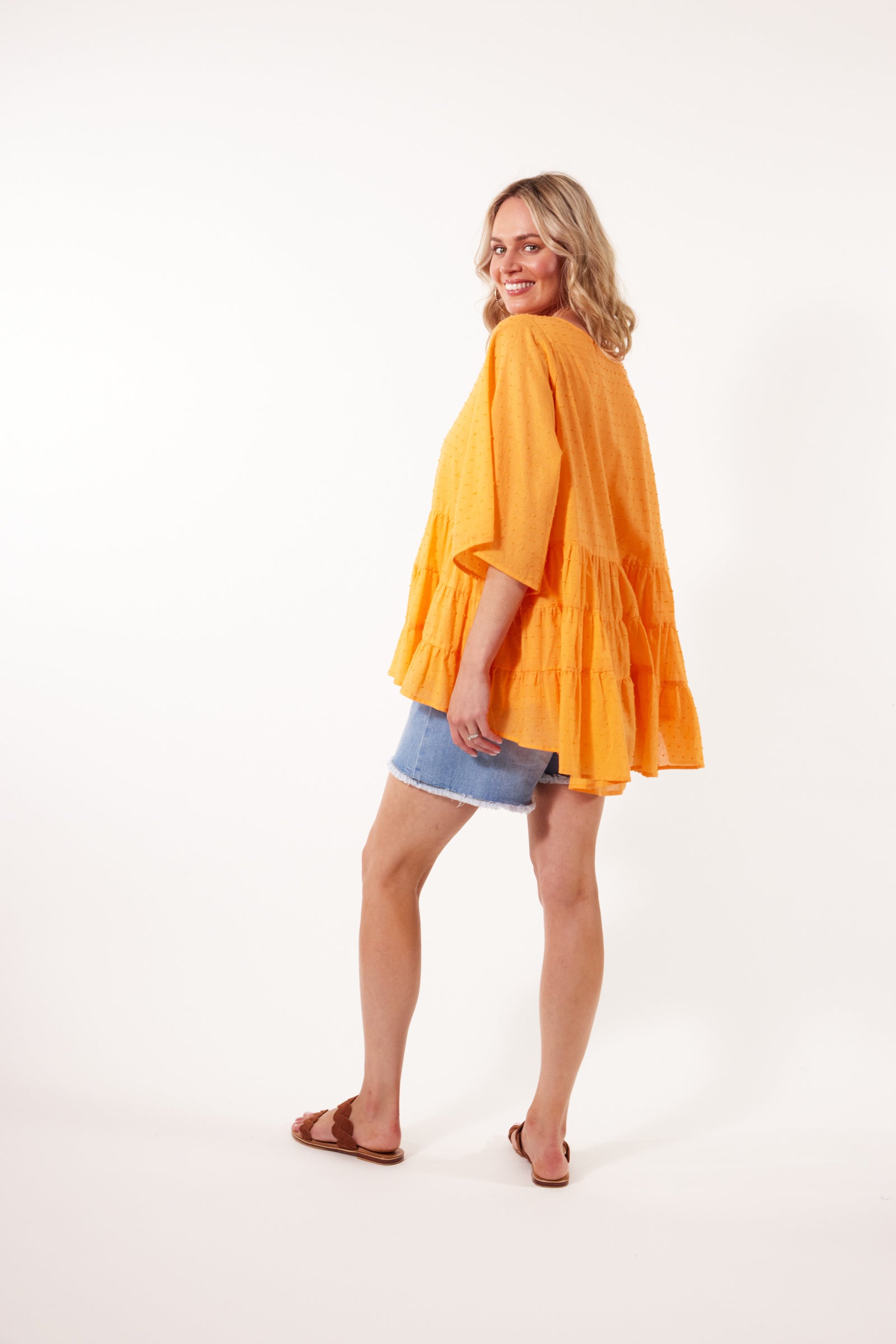 Soiree Relax Top - Tangelo - Isle of Mine Clothing - Top 3/4 Sleeve One Size