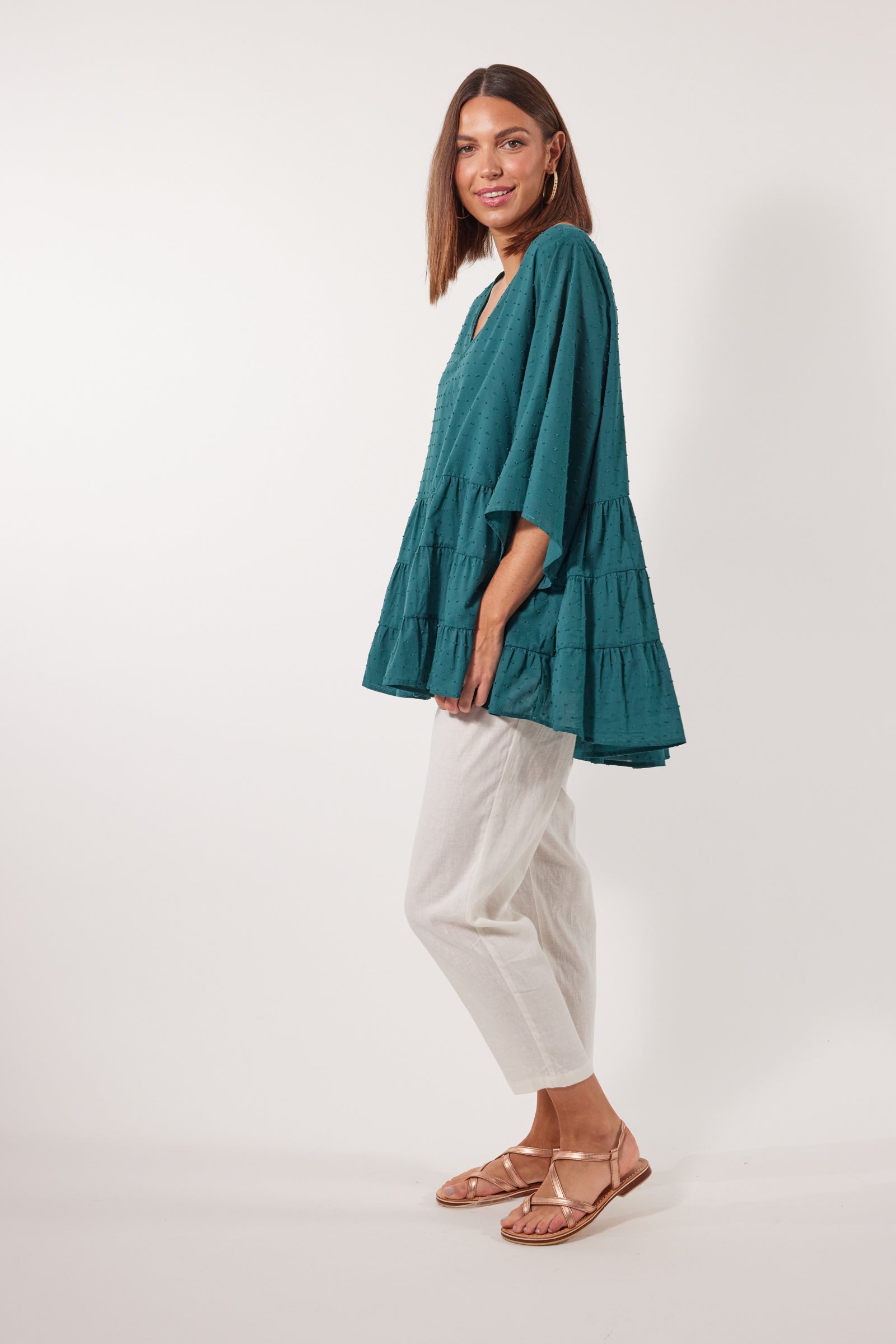 Soiree Relax Top - Teal - Isle of Mine Clothing - Top 3/4 Sleeve One Size