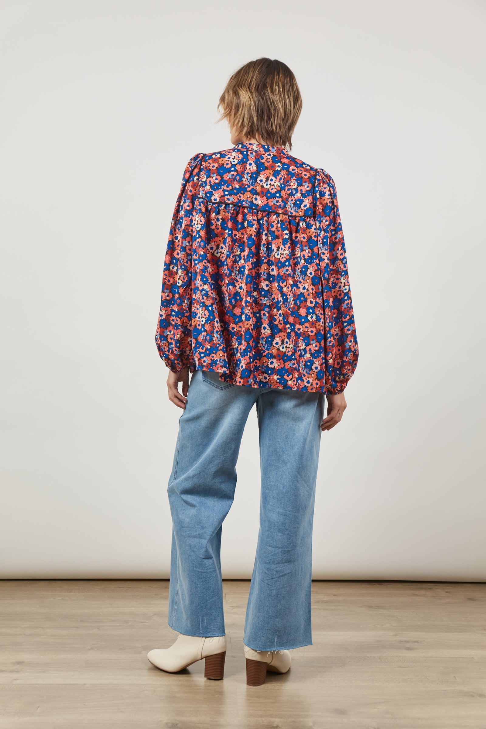 Romance Blouse - Azure Bloom - Isle of Mine Clothing - Top 3/4 Sleeve