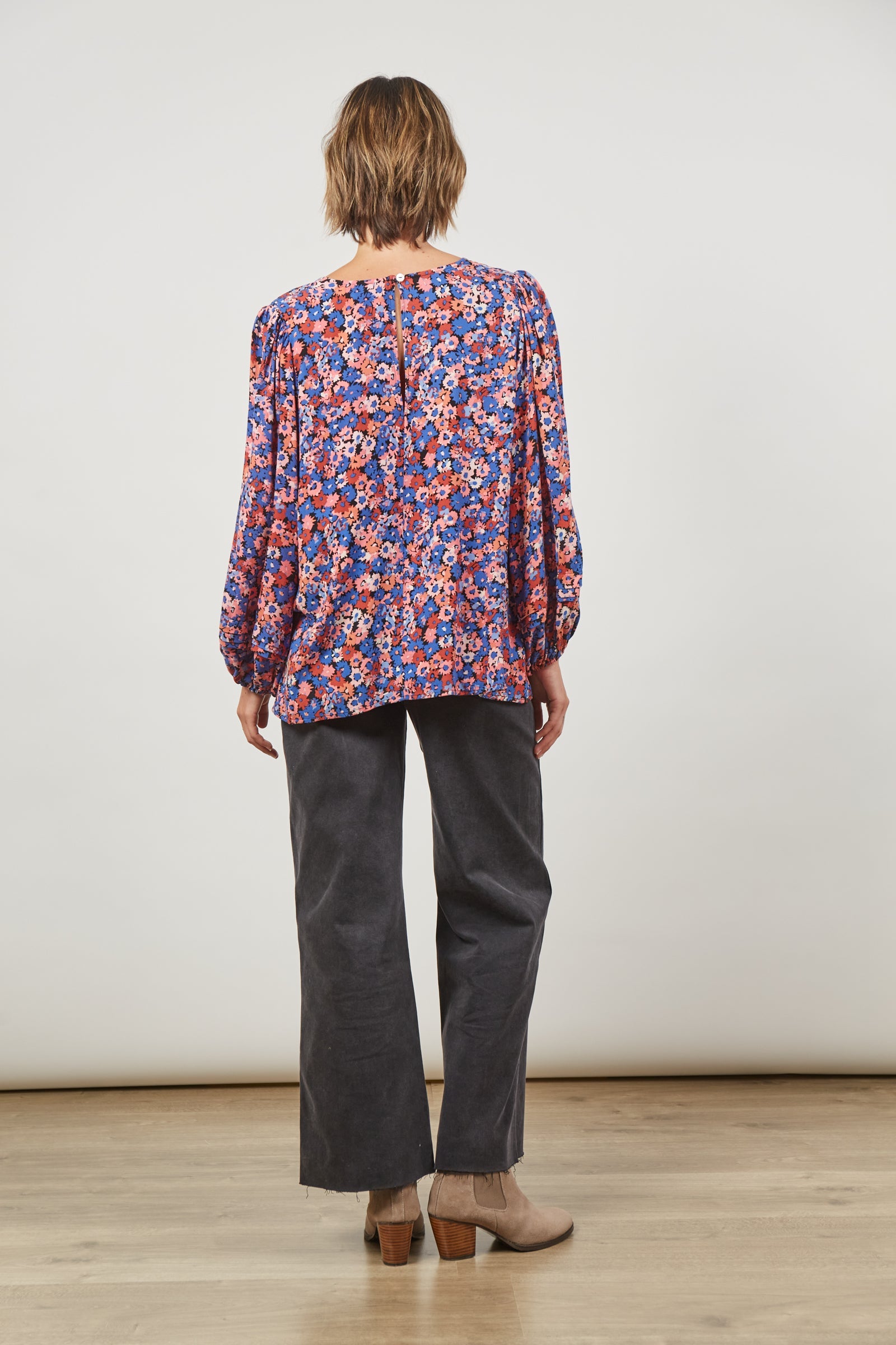 Euphoria V Blouse - Azure Bloom - Isle of Mine Clothing - Top L/S Dressy