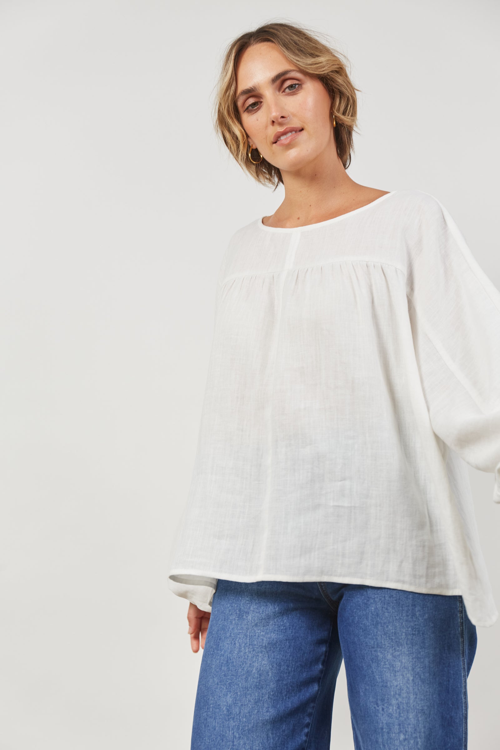 Panorama Tuck Blouse - Dove
