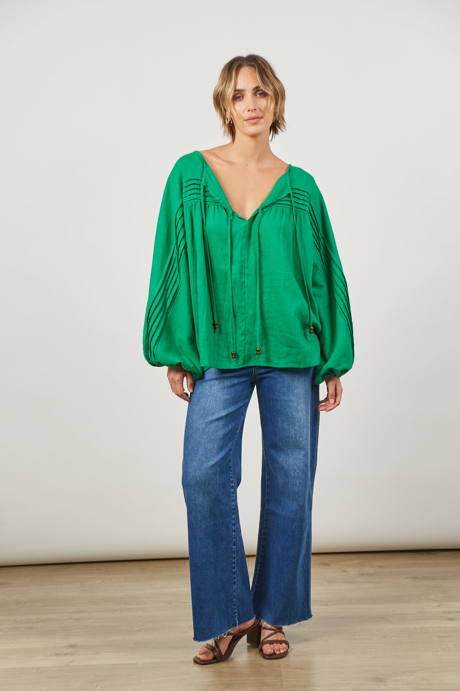 Panorama Tuck Blouse - Meadow