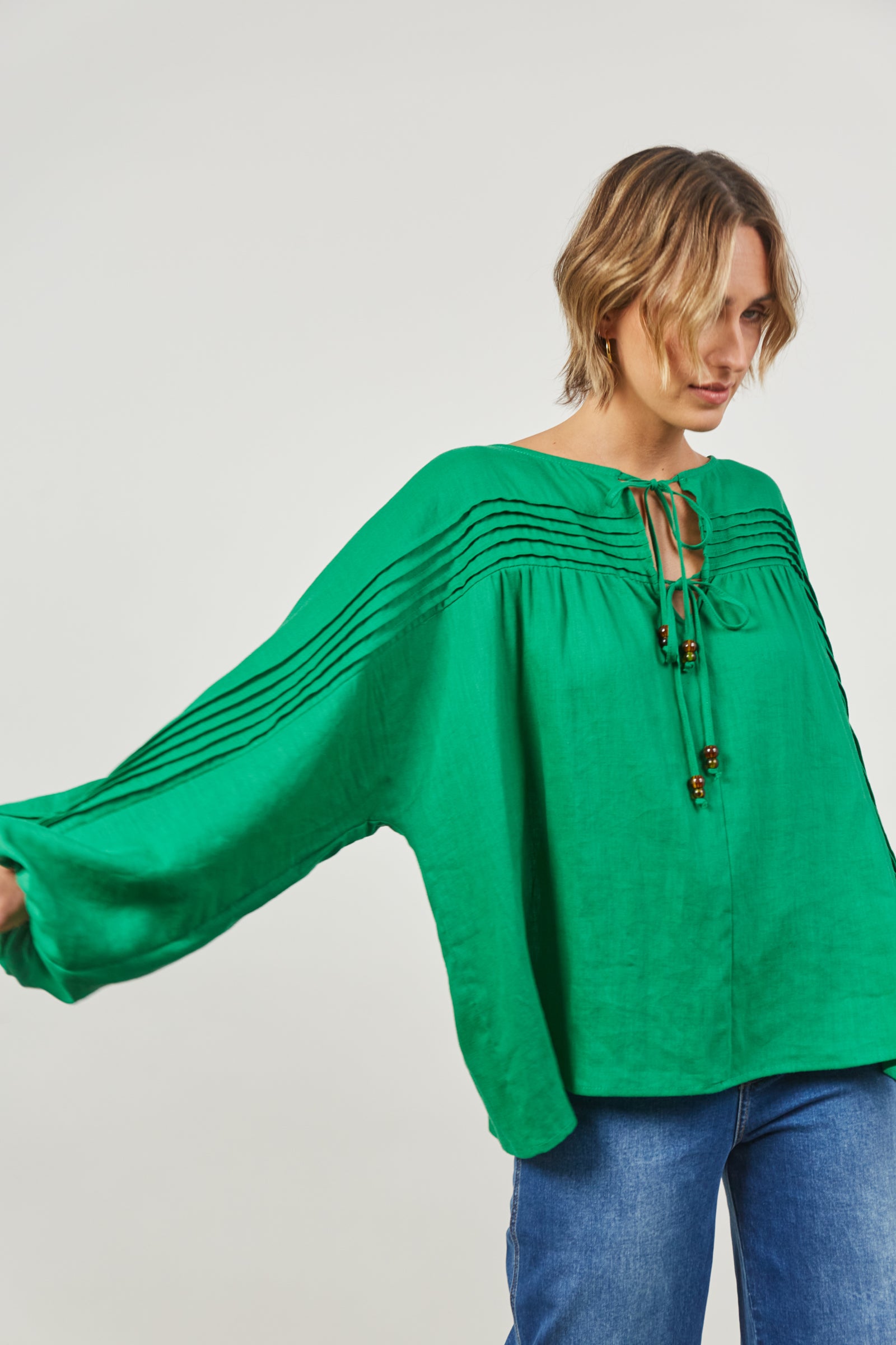 Panorama Tuck Blouse - Meadow