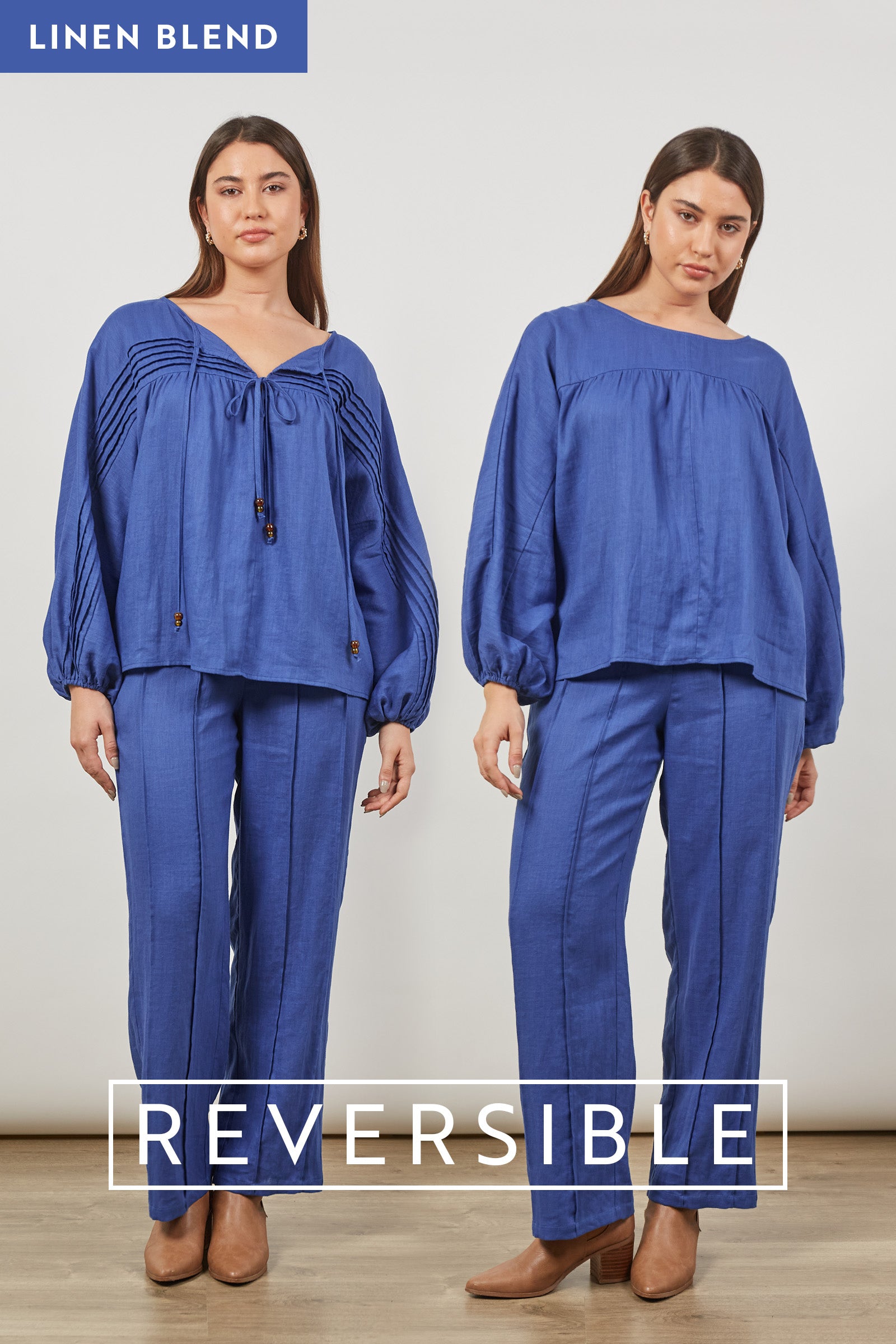 Panorama Tuck Blouse - Azure