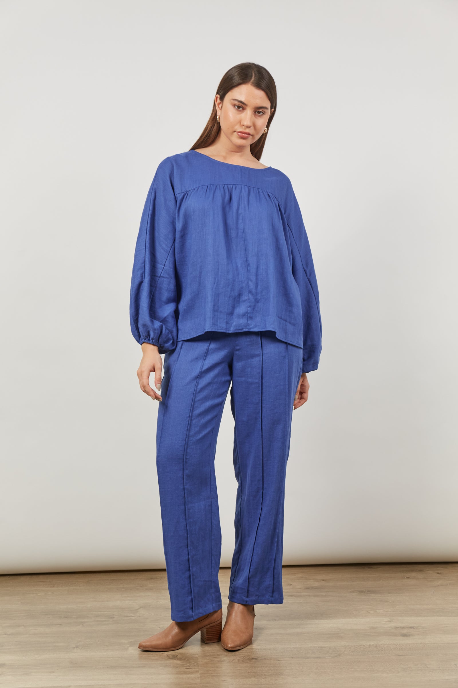 Panorama Tuck Blouse - Azure