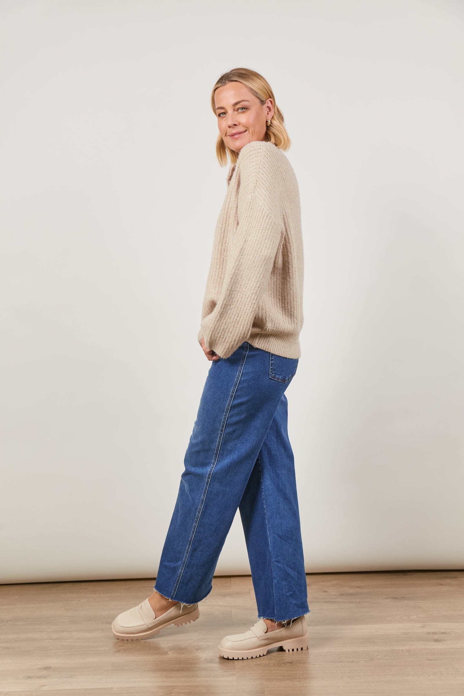 Avenue Button Jumper - Buff - Isle of Mine Clothing - Jumper