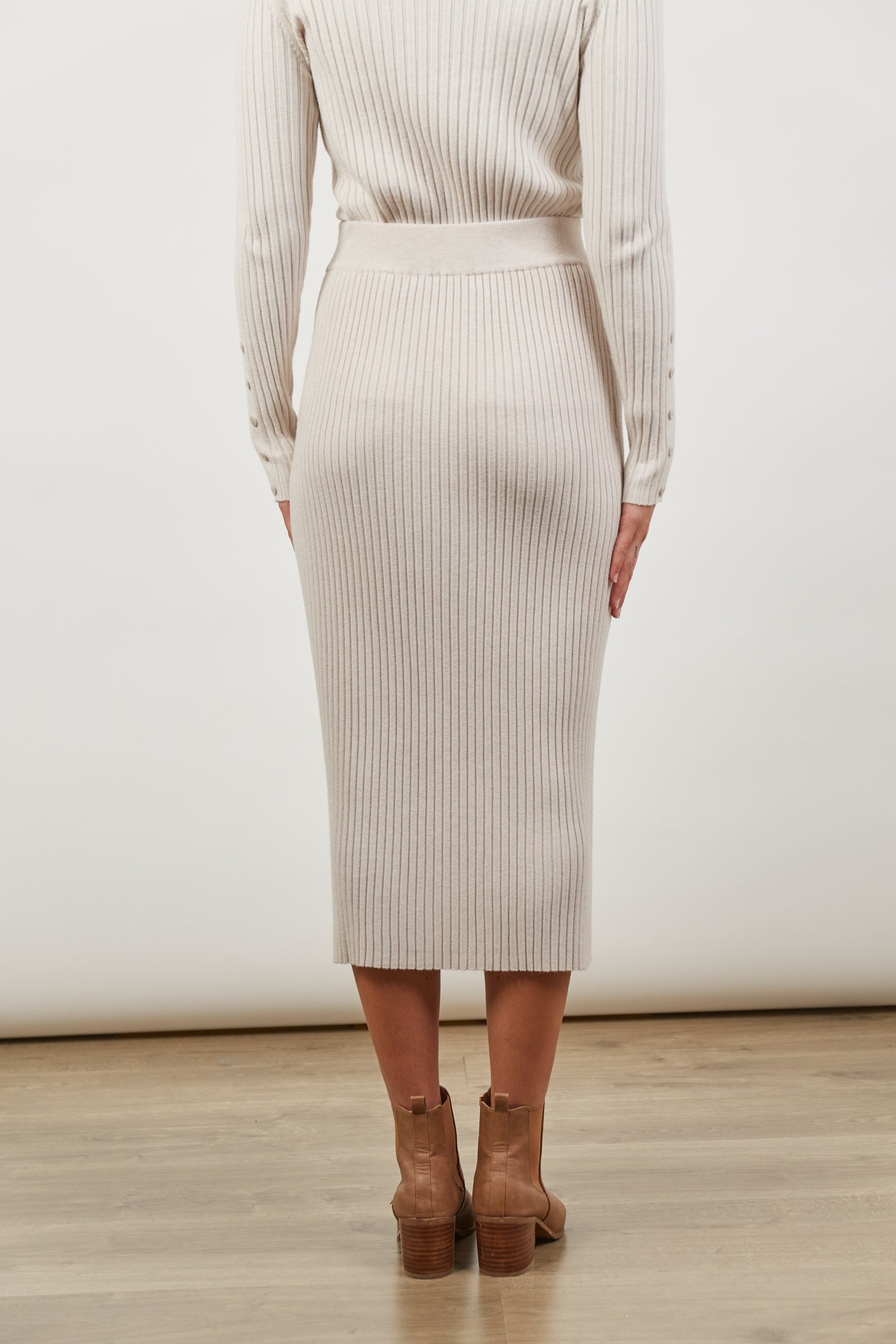 Skyline Knit Skirt - Creme - Isle of Mine Clothing - Knit Skirt Maxi