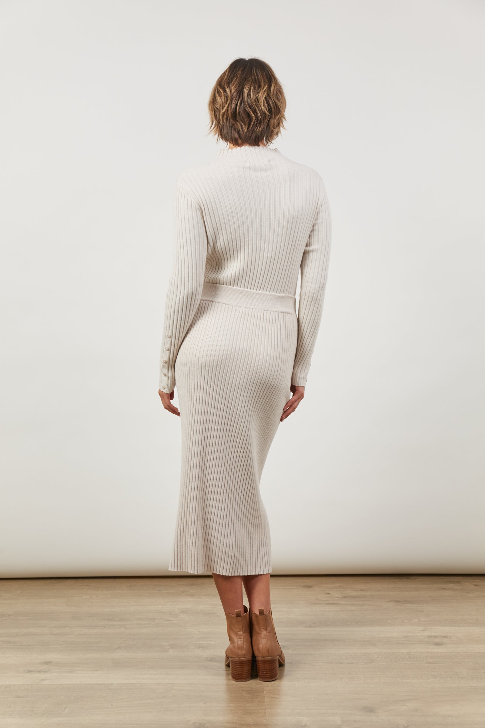 Skyline Knit Skirt - Creme - Isle of Mine Clothing - Knit Skirt Maxi