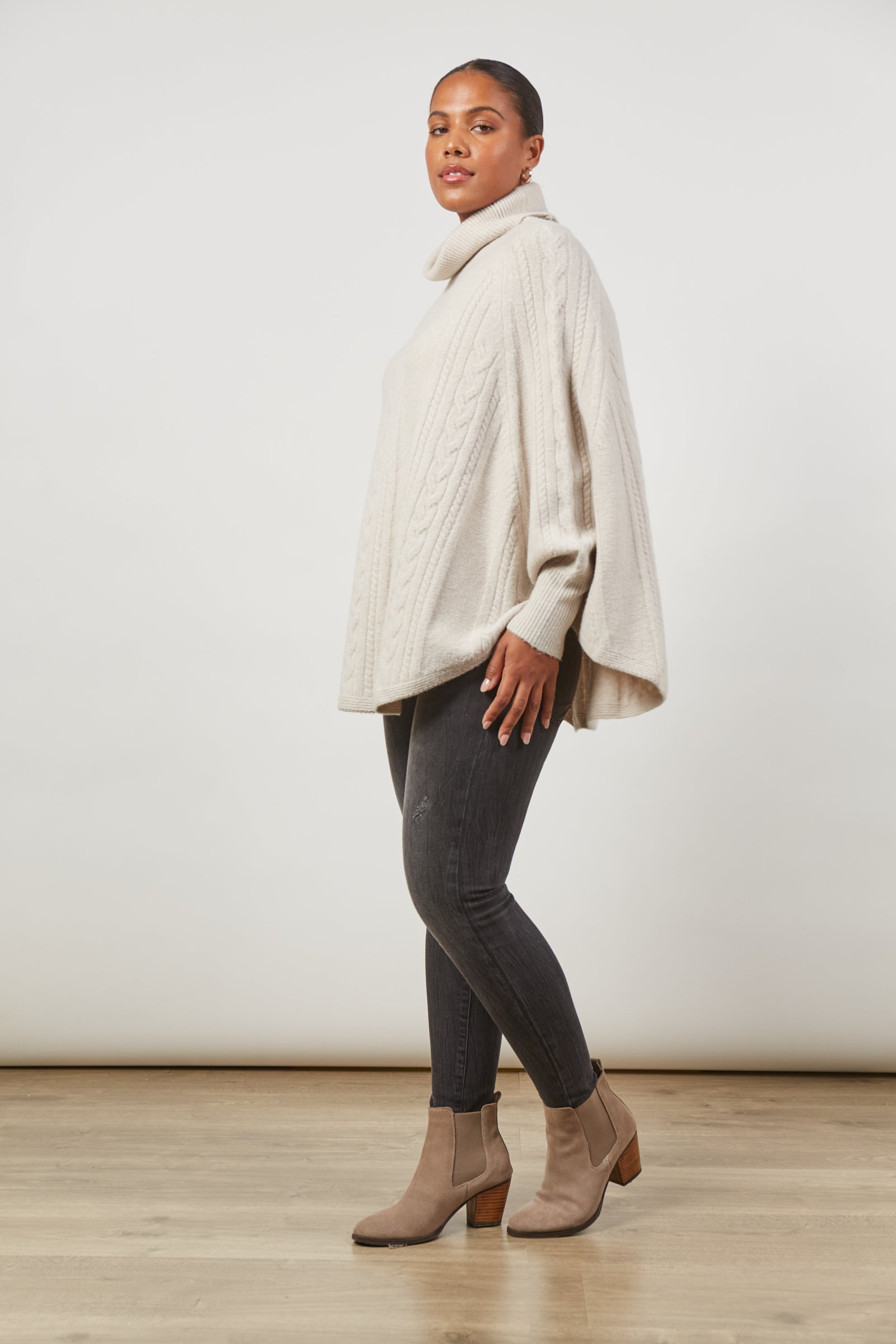 Renew Poncho - Creme - Isle of Mine Clothing - Knit Poncho One Size
