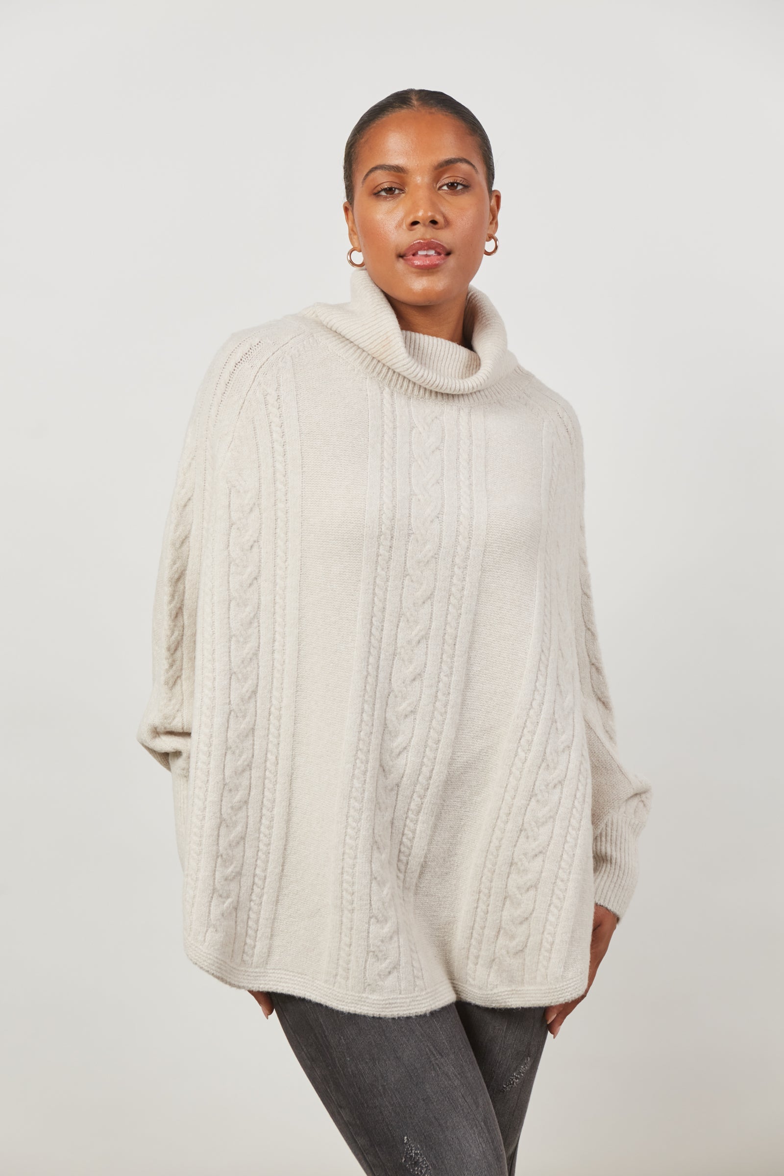 Renew Poncho - Creme - Isle of Mine Clothing - Knit Poncho One Size