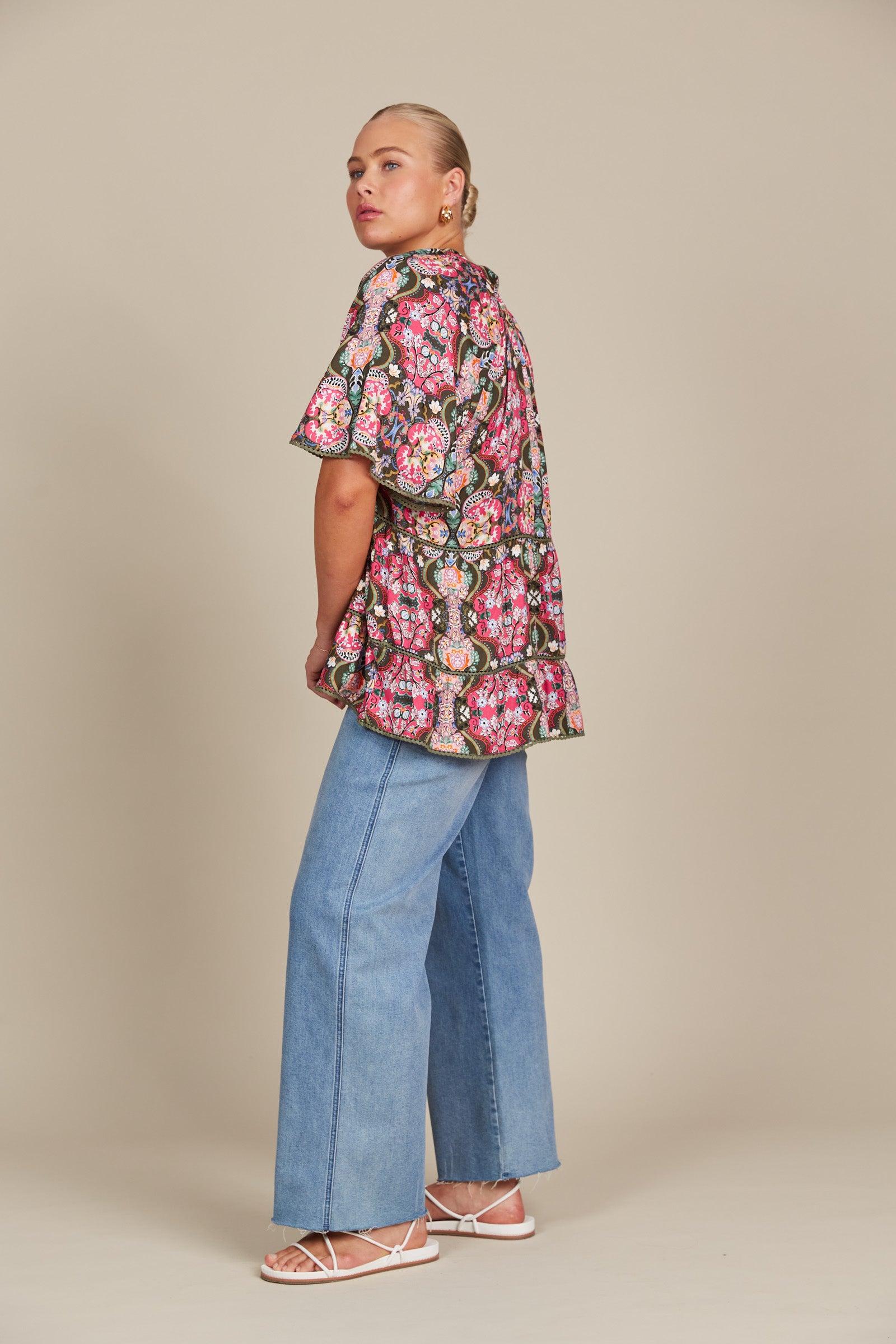 Esme Top - Olive Fleuron
