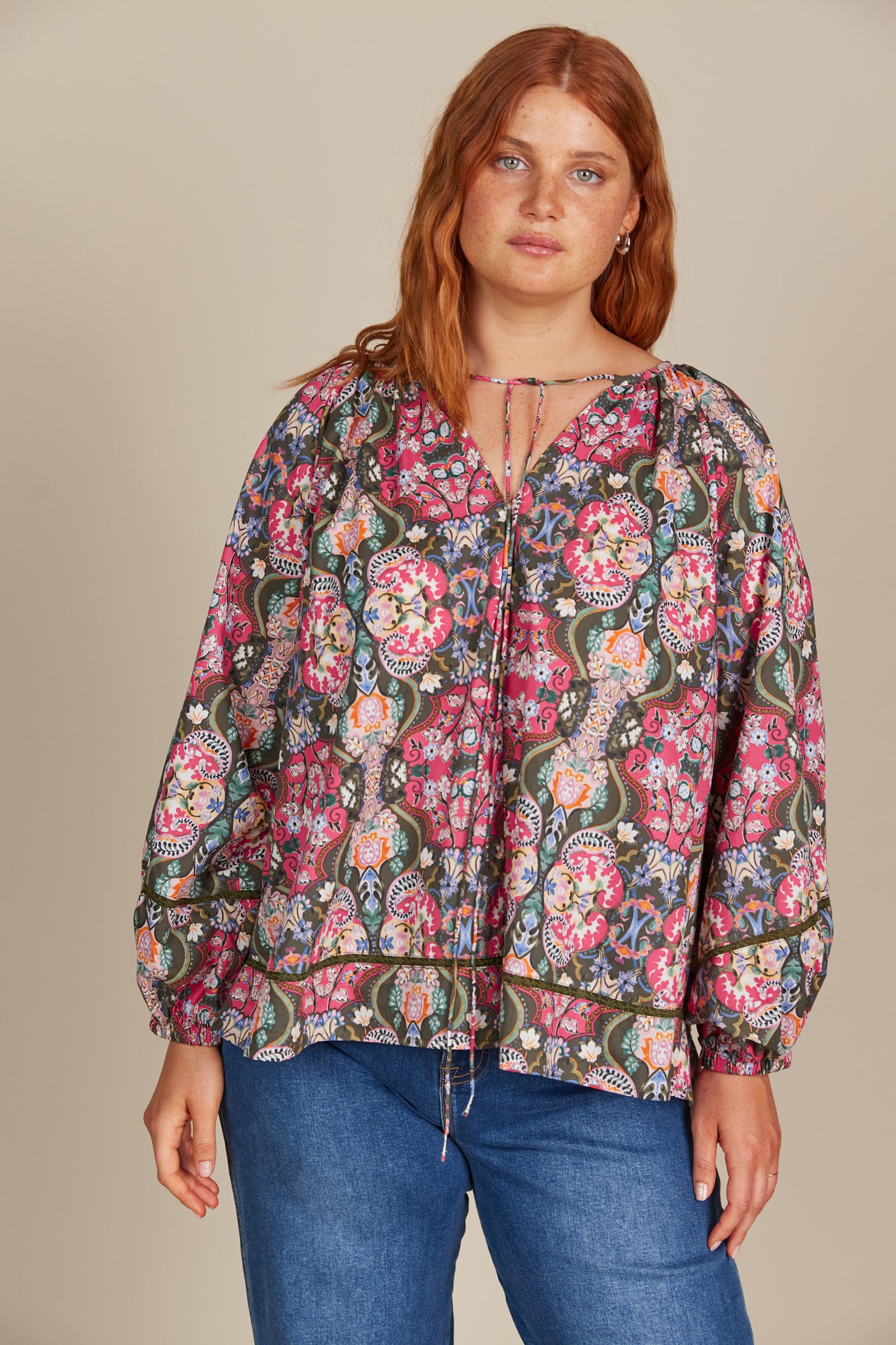 Remi Blouse - Olive Fleuron