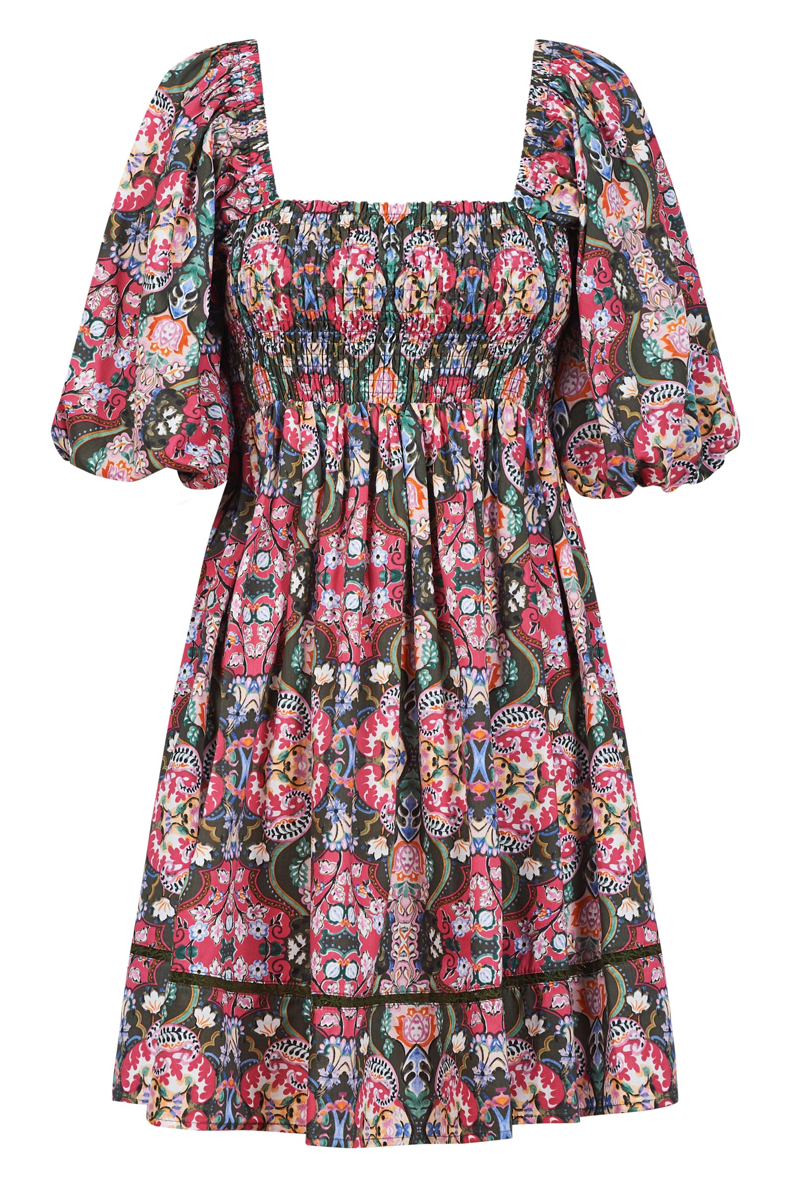 Remi Mini Dress - Olive Fleuron
