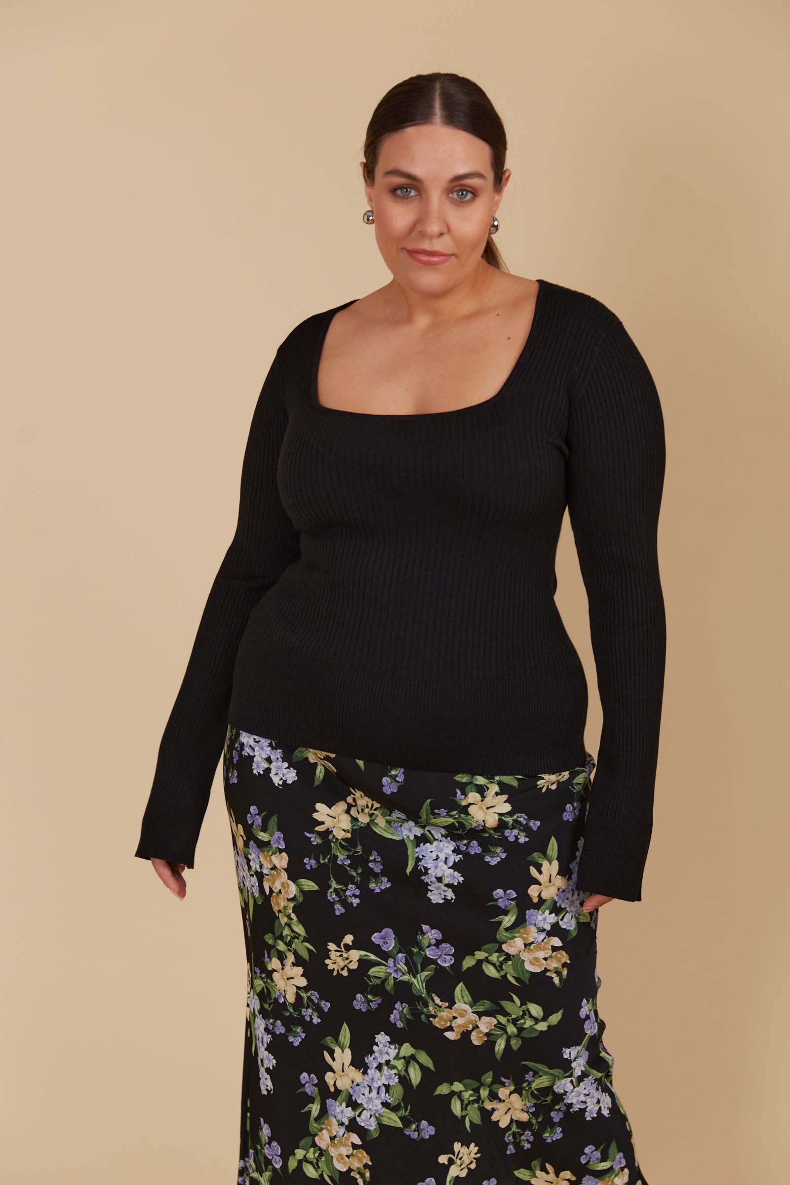 Juno Square Neck Top - Onyx
