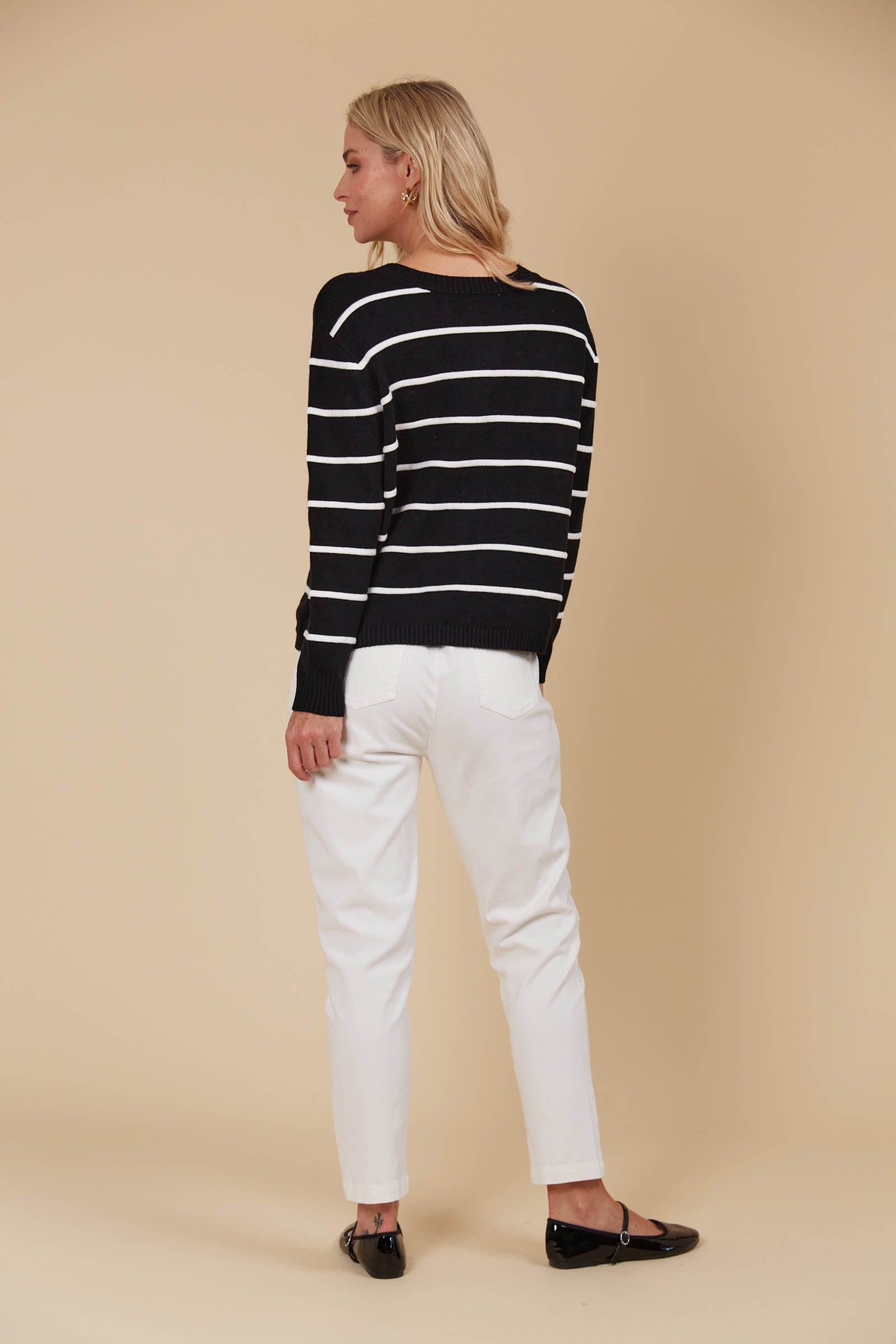 Juno Stripe Jumper/Cardigan - Onyx