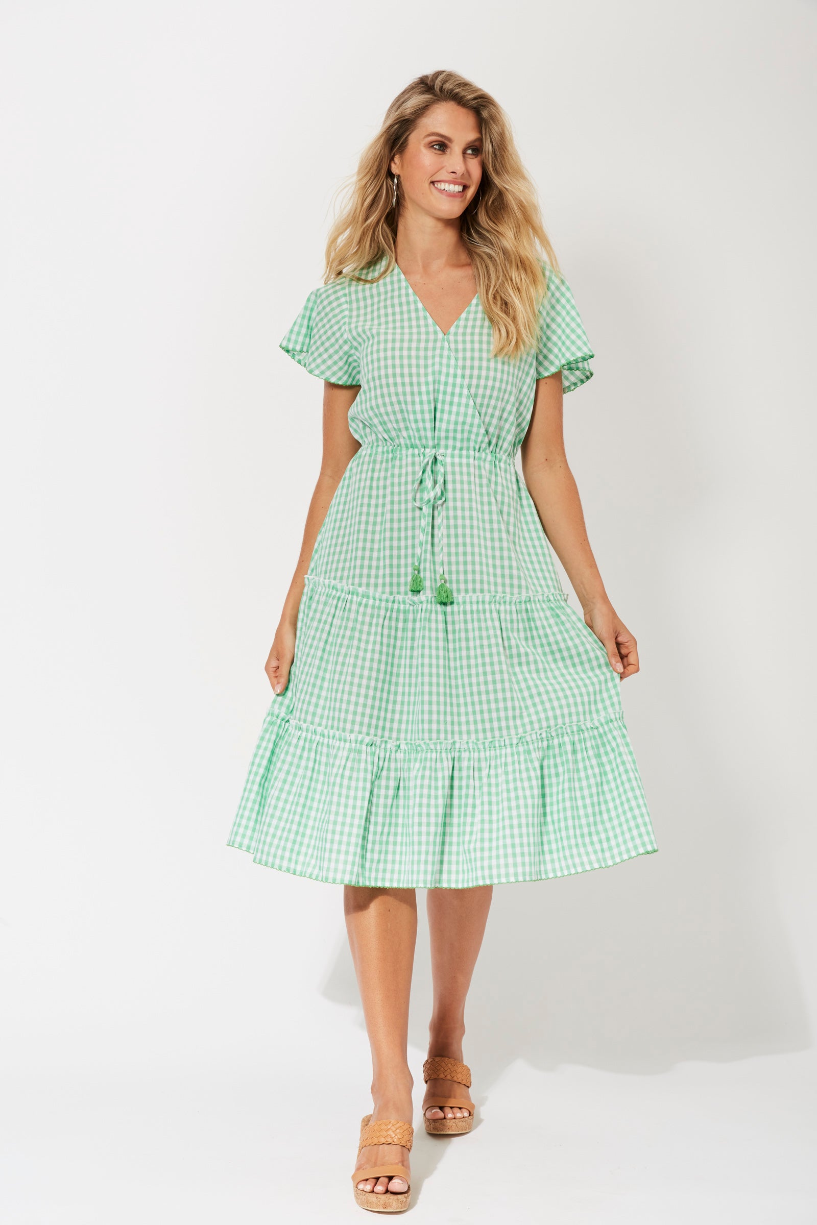 Rio Drawstring Dress - Lime