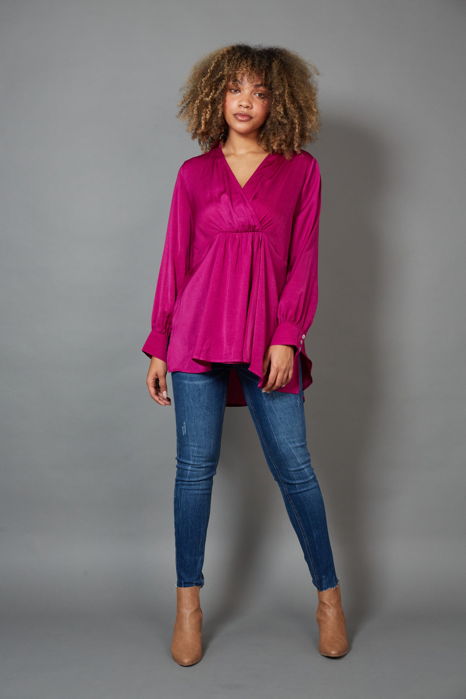Winona Pleat Blouse - Mulberry