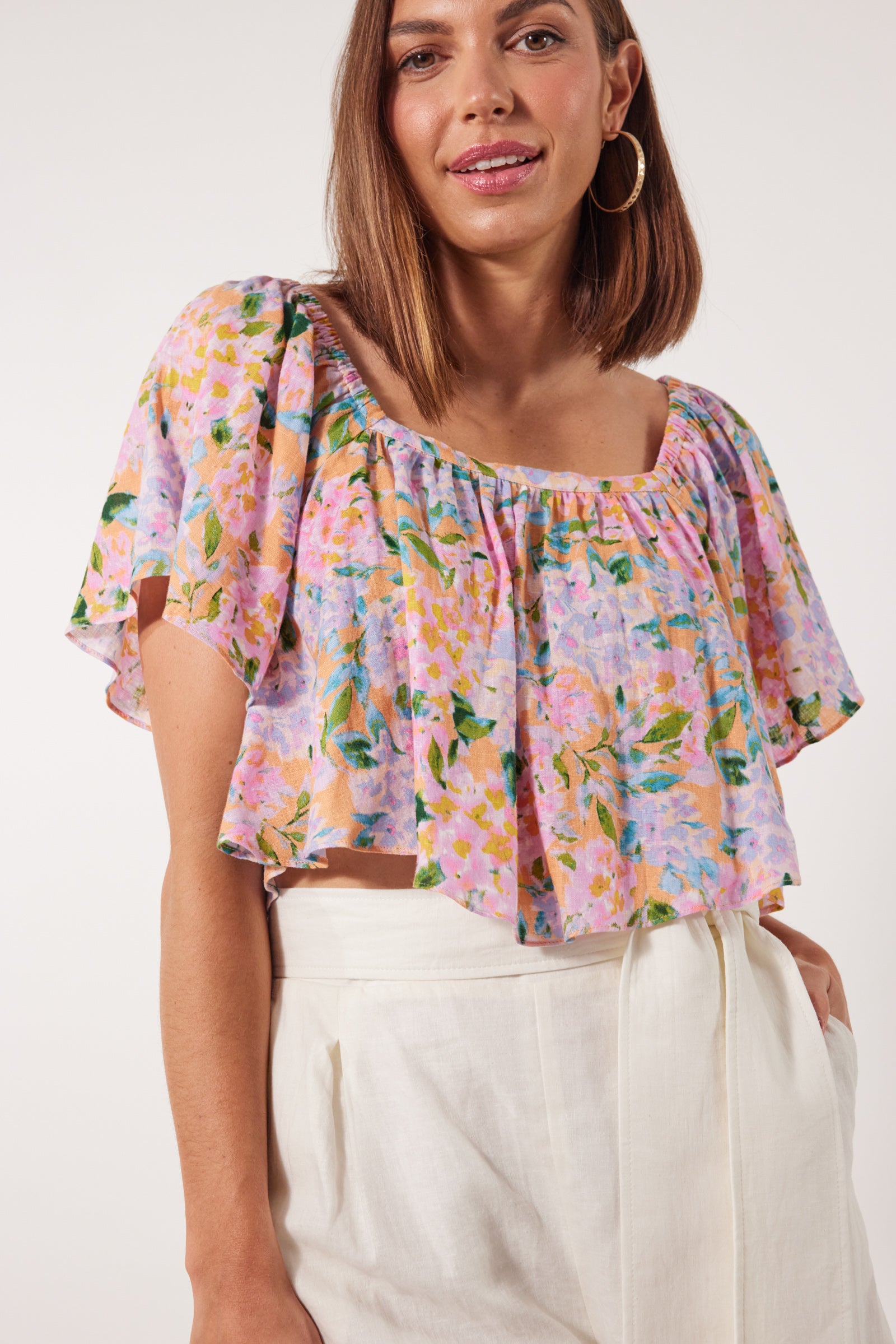 Flora Crop Top - Sunset Hydrangea