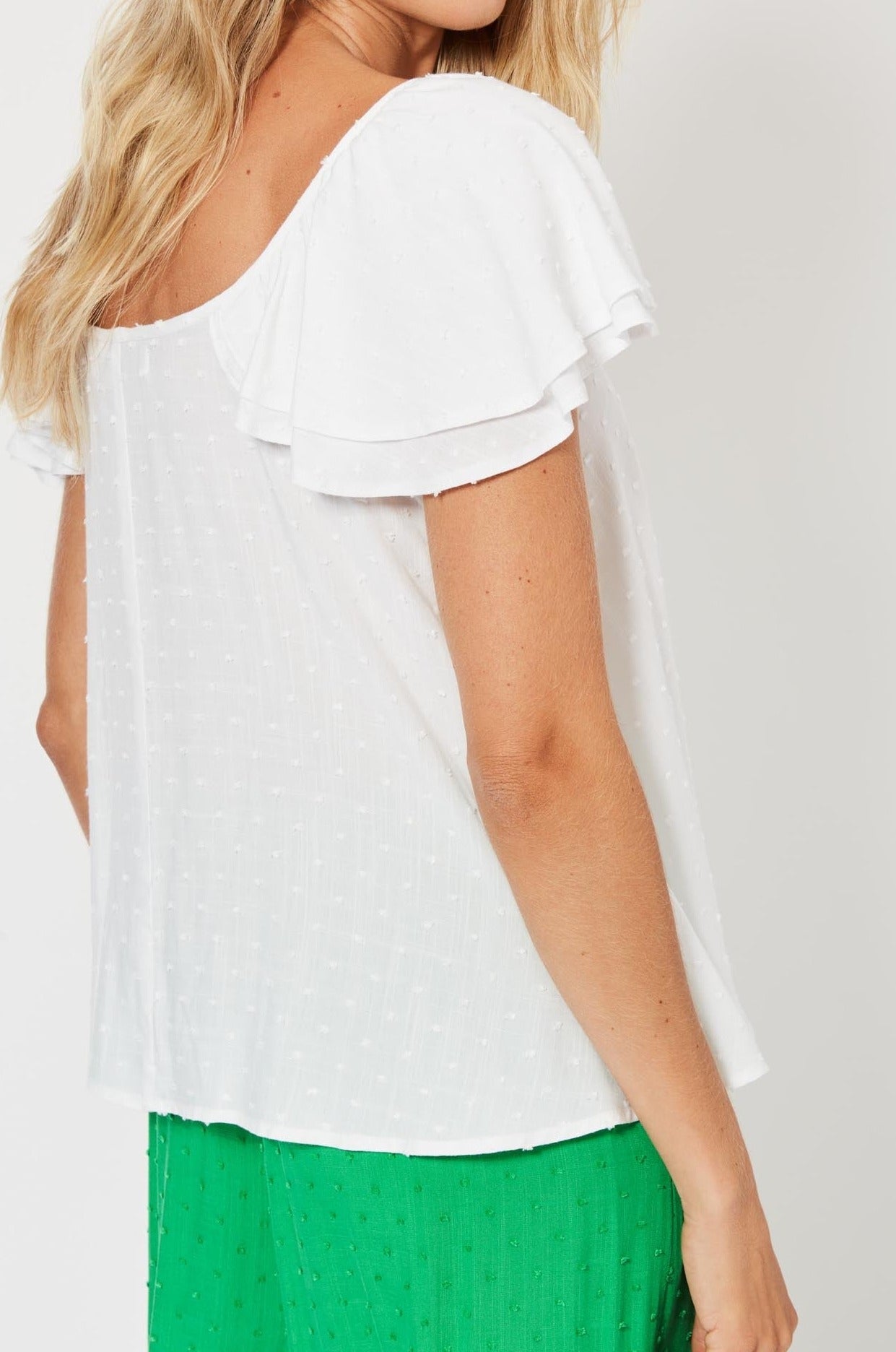 Zanzibar Frill Top - Ecru - The Haven Co