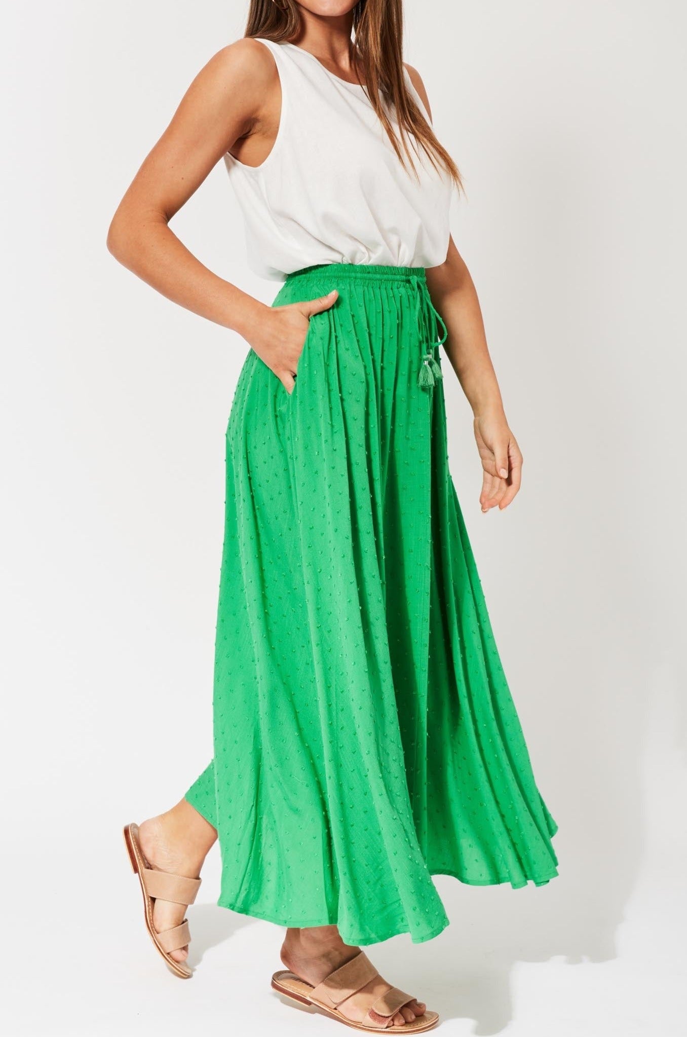 Zanzibar Maxi Skirt - Key Lime - The Haven Co