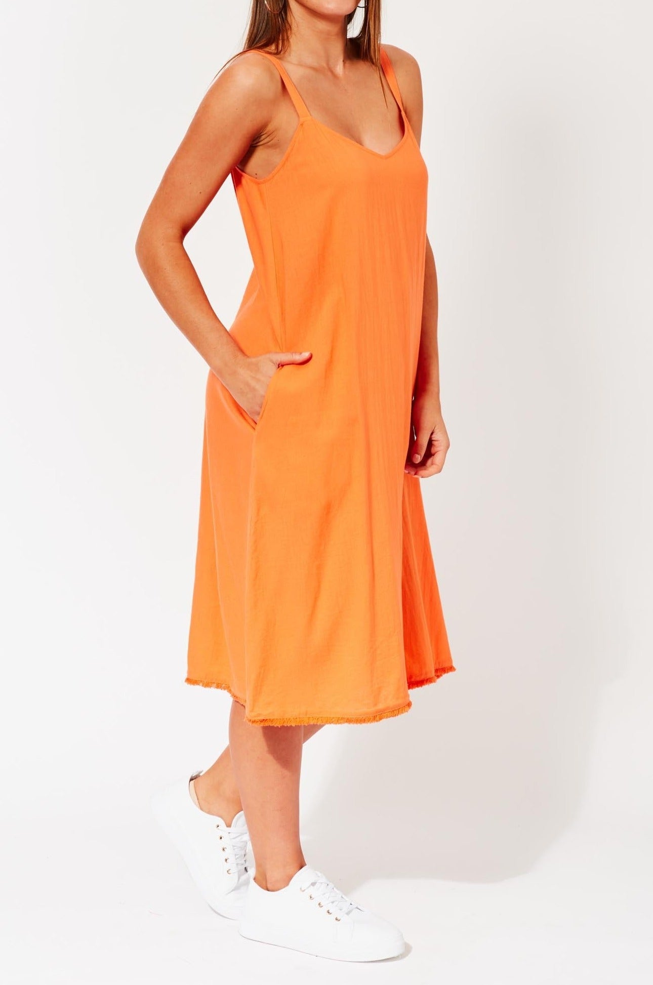 St Barts Midi Dress - Tangelo - The Haven Co