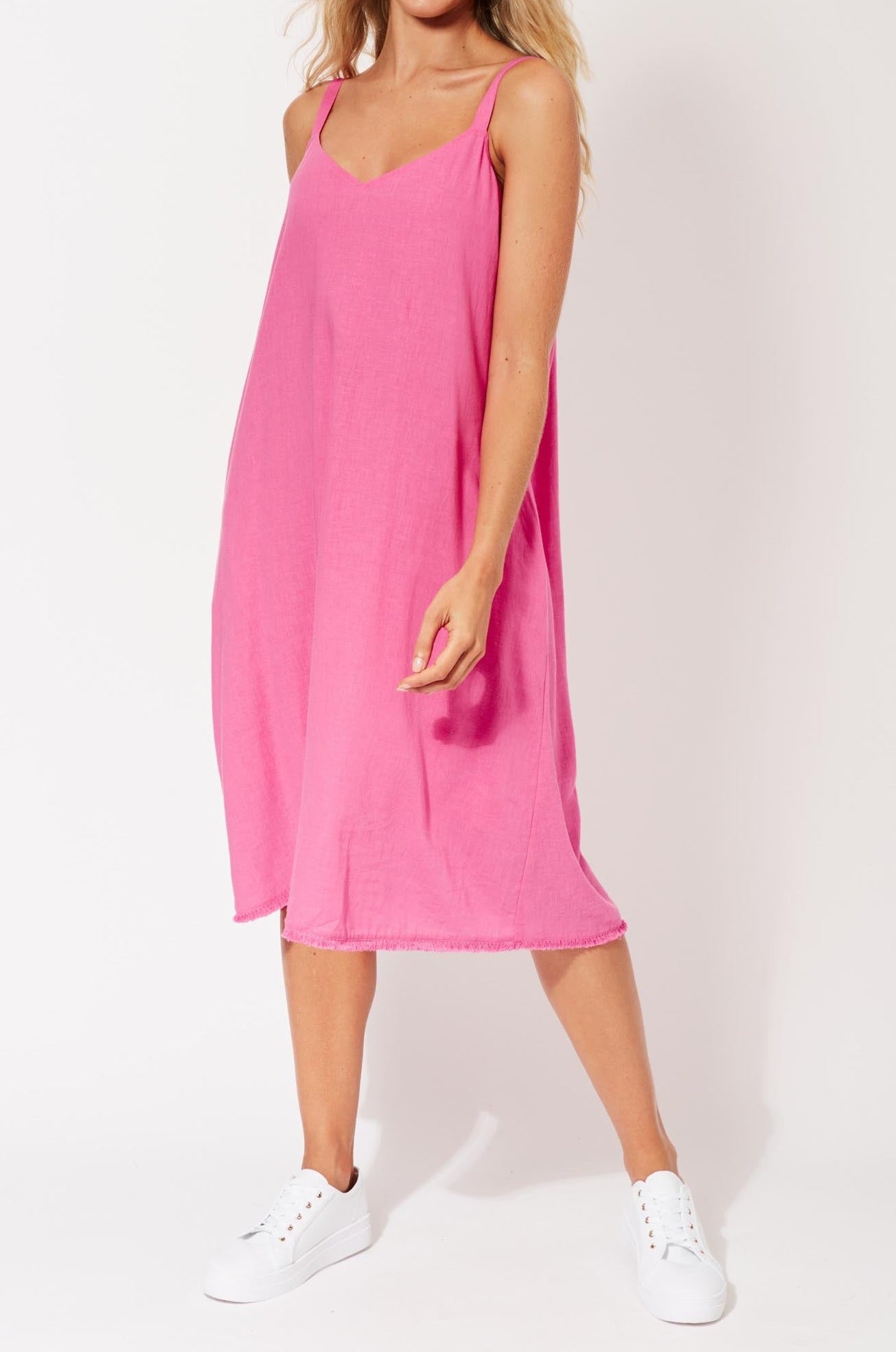 St Barts Midi Dress - Flamingo - The Haven Co