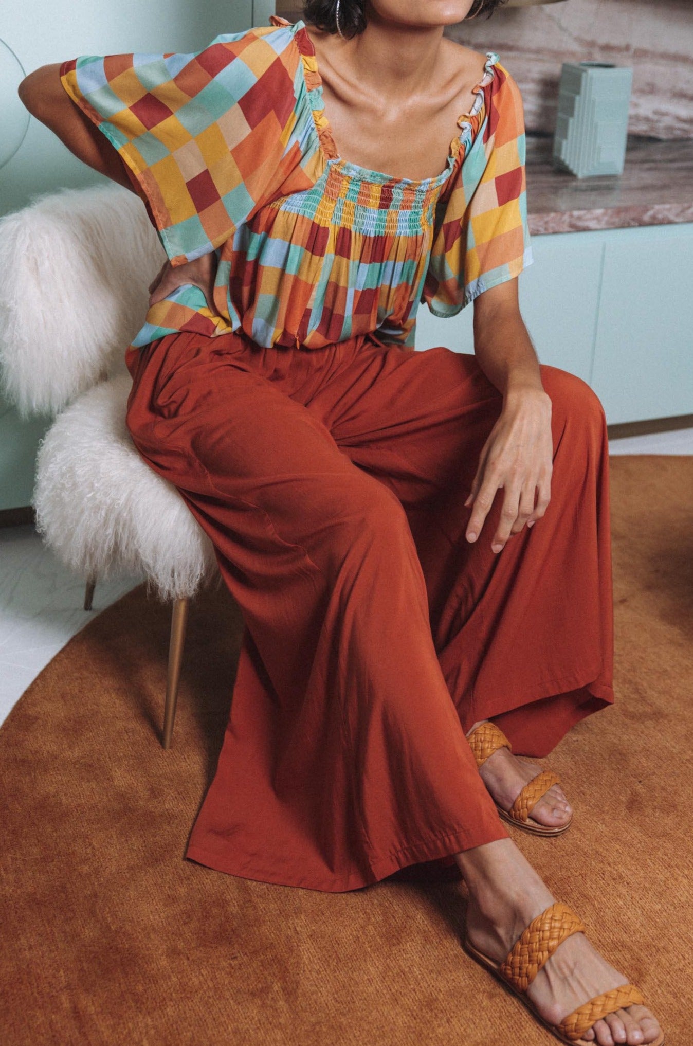 Saba Palazzo Pant - Rust - The Haven Co