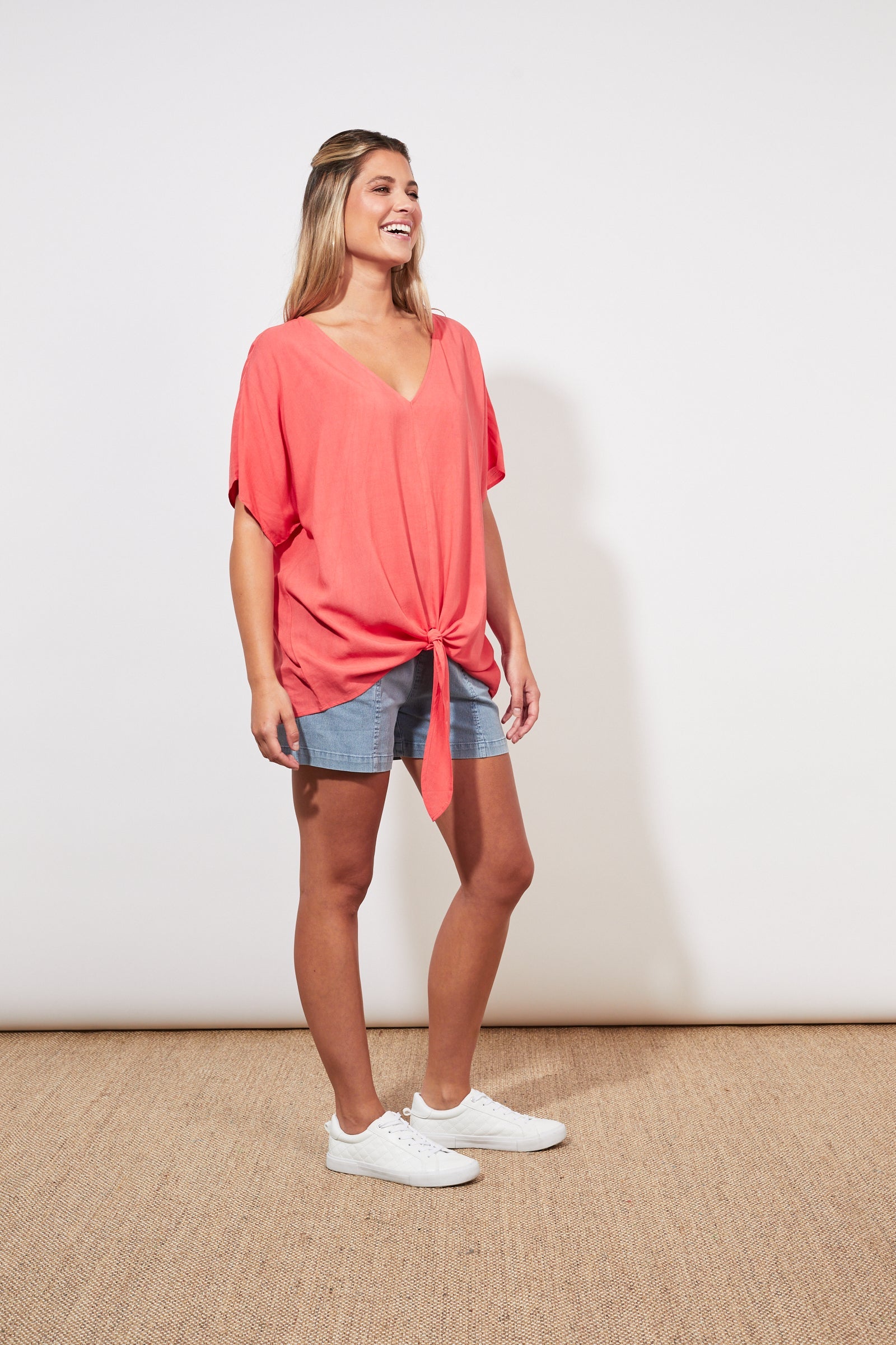 Tropicana Tie Top - Coral - The Haven Co