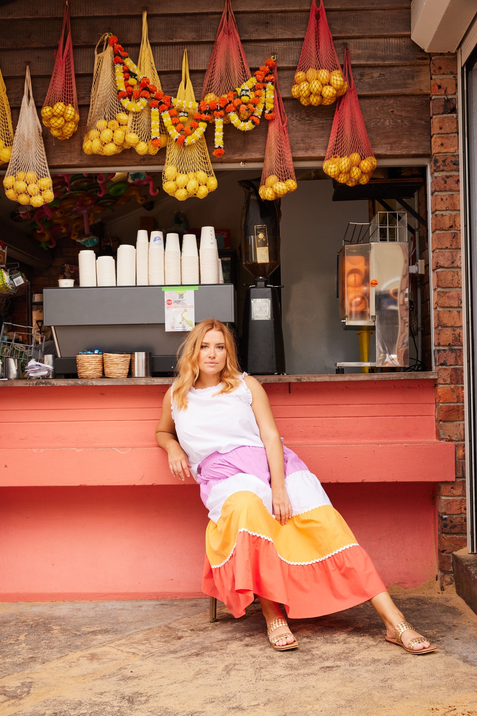 Oahu Maxi Skirt - Mango Stripe - The Haven Co