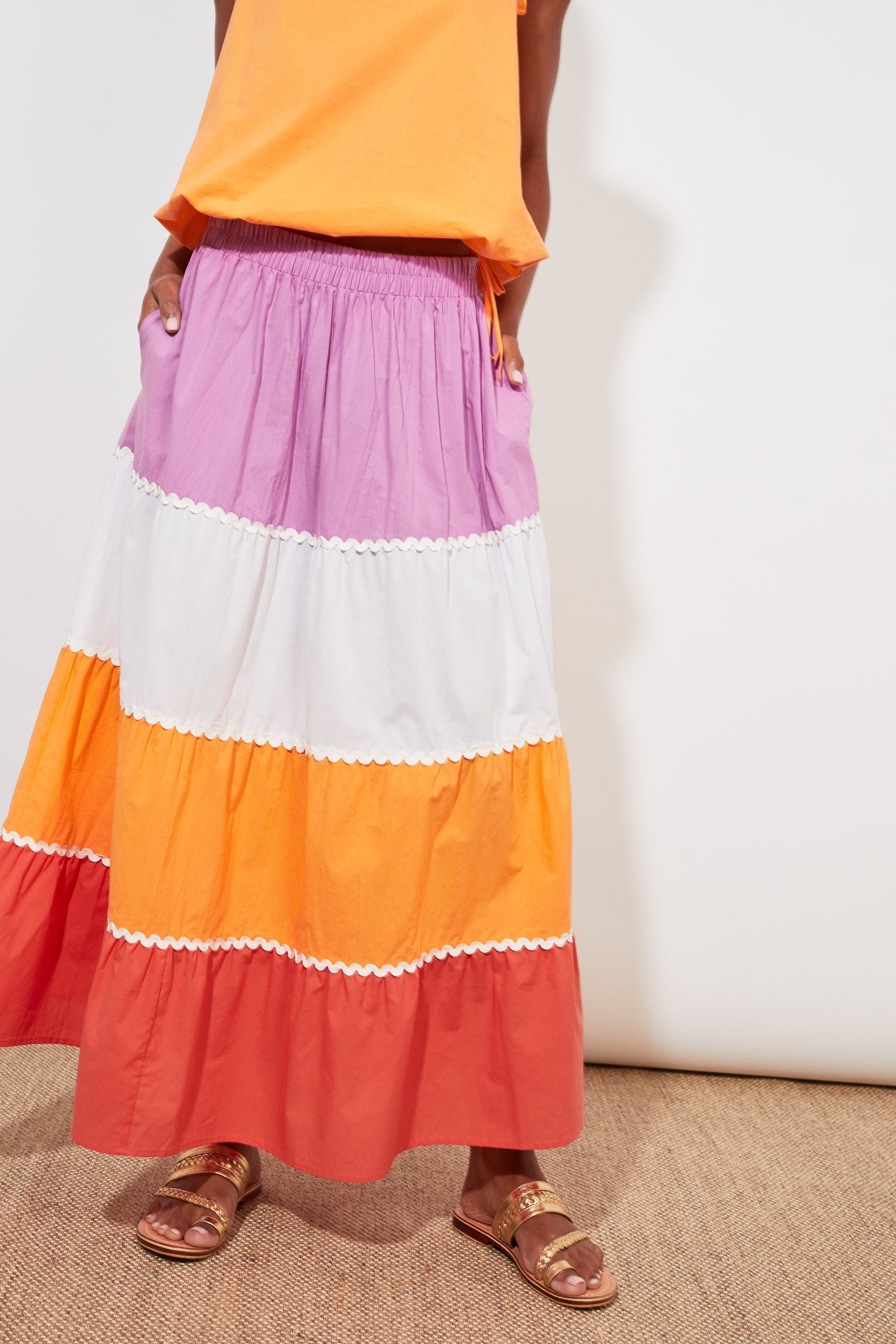 Oahu Maxi Skirt - Mango Stripe - The Haven Co