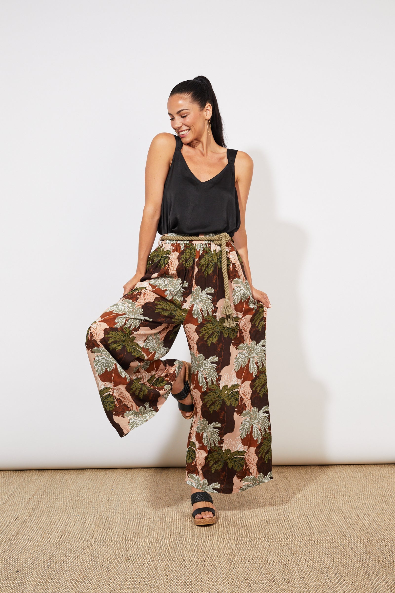 Cayman Palazzo Pant - Palms - The Haven Co