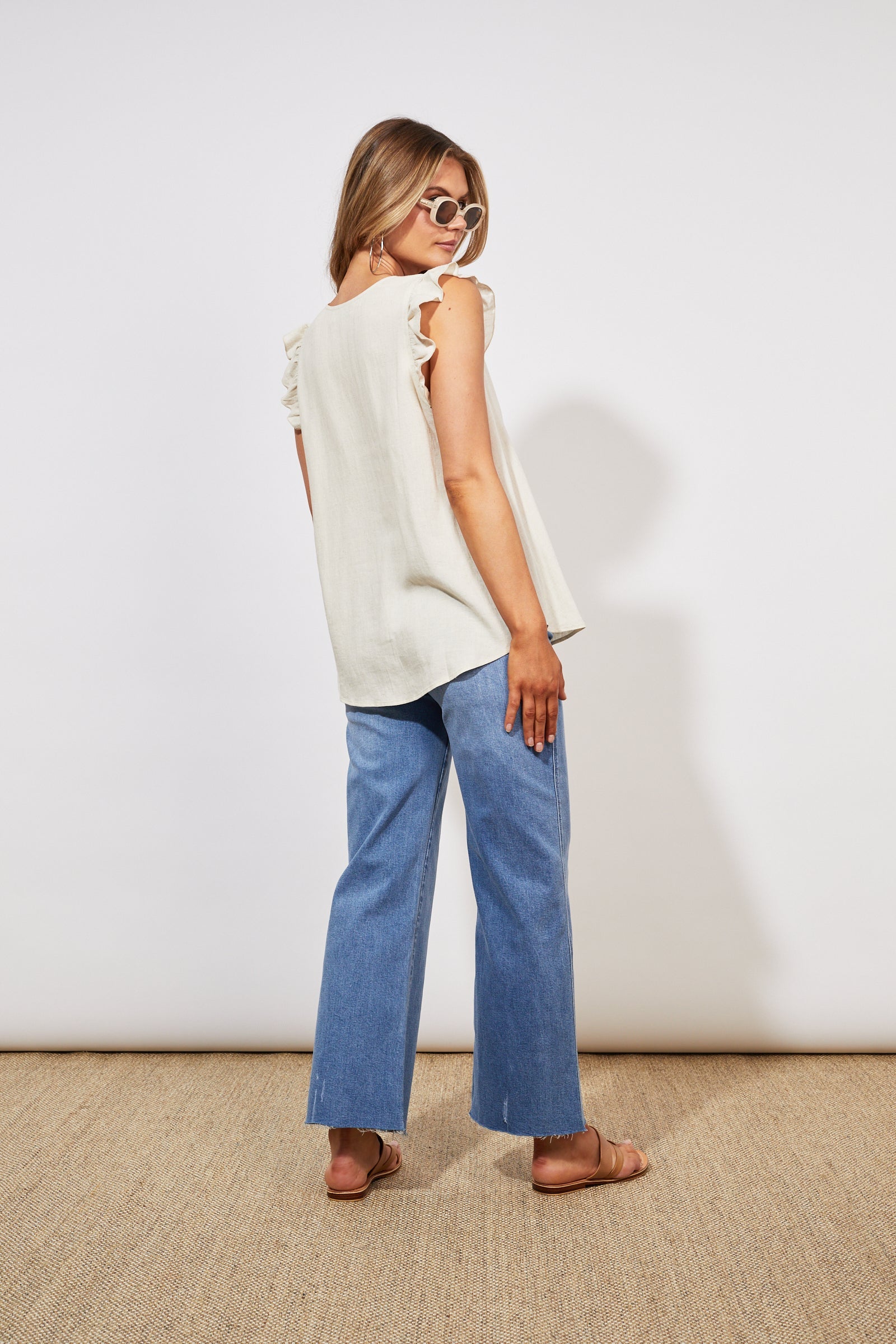 Tanna Frill Top - Sand - The Haven Co