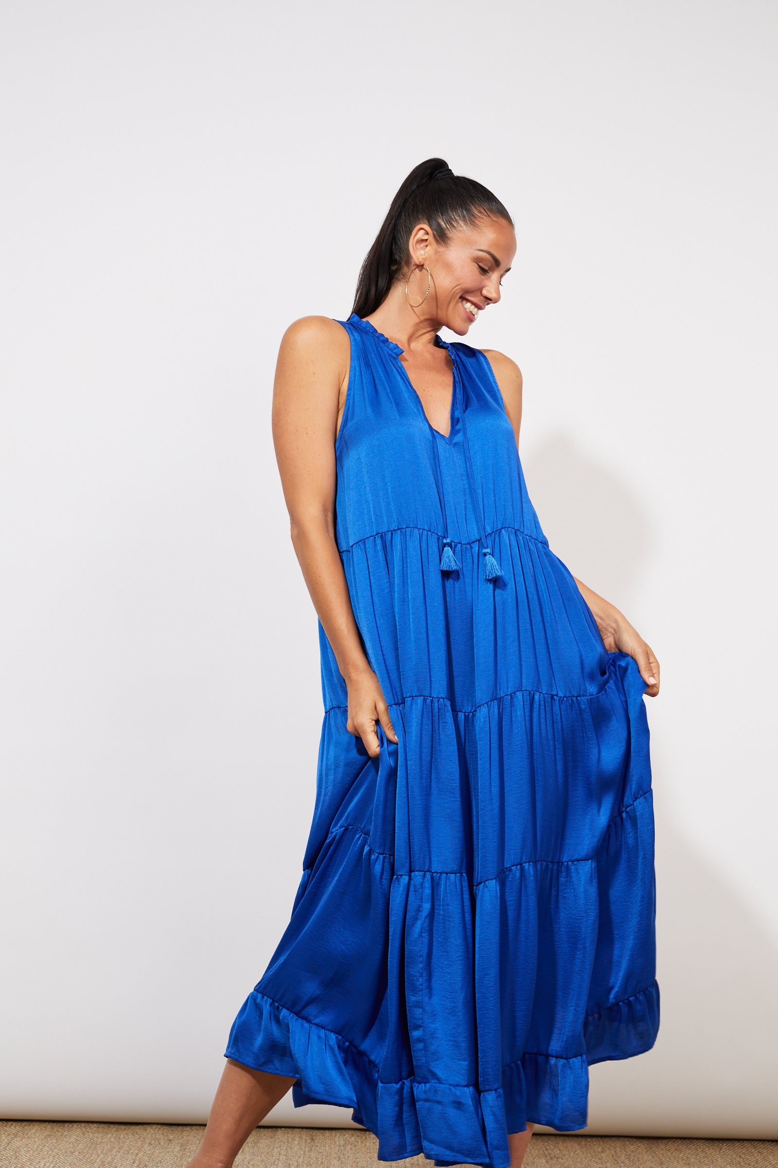 Barbados Tiered Maxi - Cobalt - The Haven Co