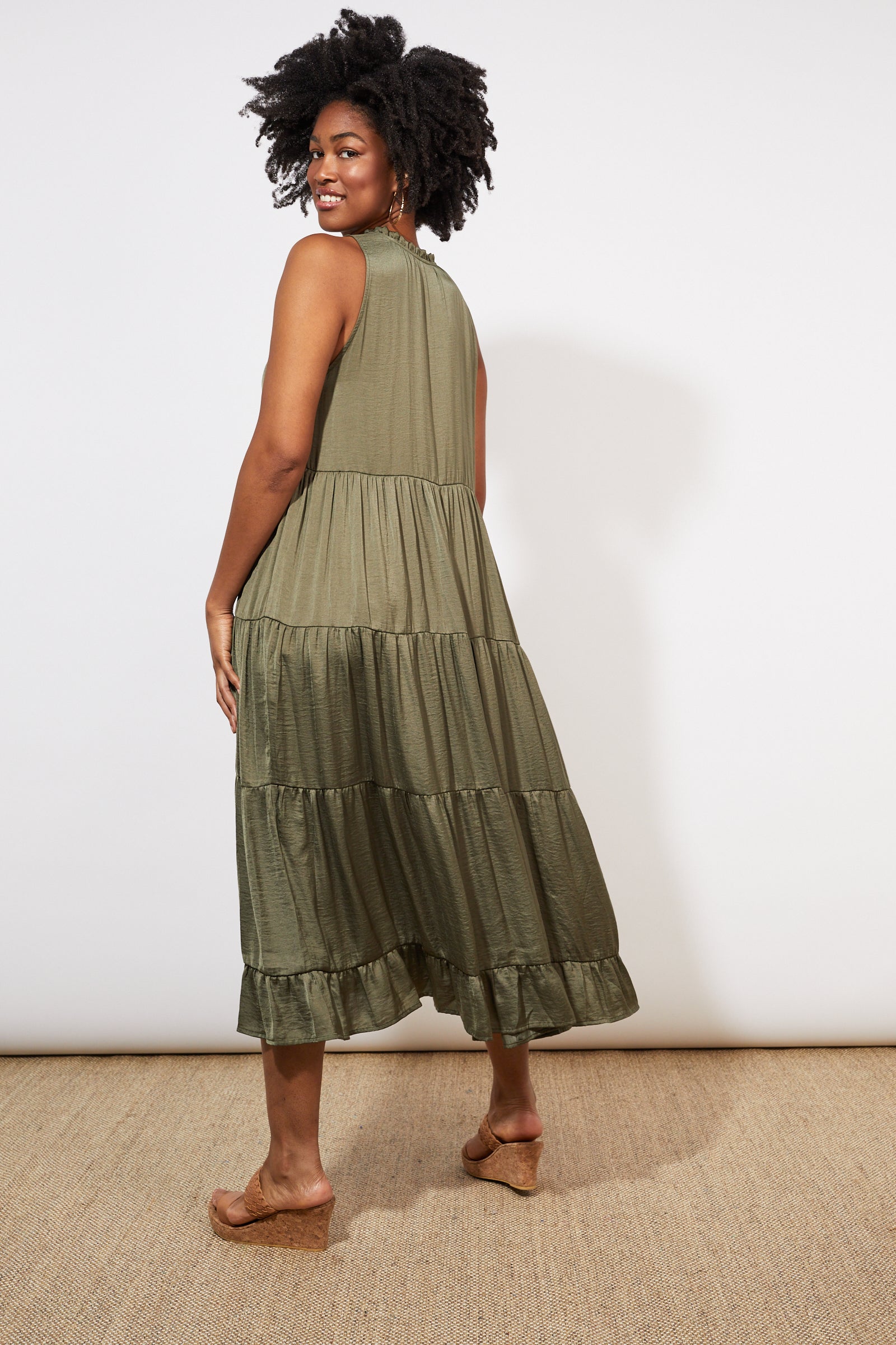 Barbados Tiered Maxi - Khaki - The Haven Co