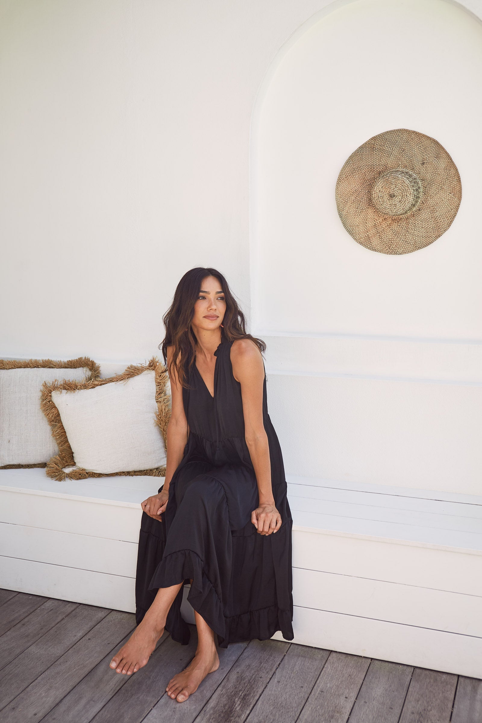 Barbados Tiered Maxi - Jet - The Haven Co