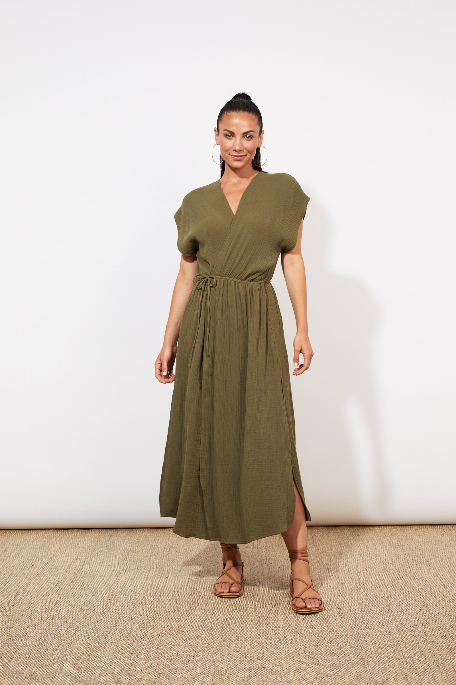 Tulum Wrap Dress - Khaki - The Haven Co