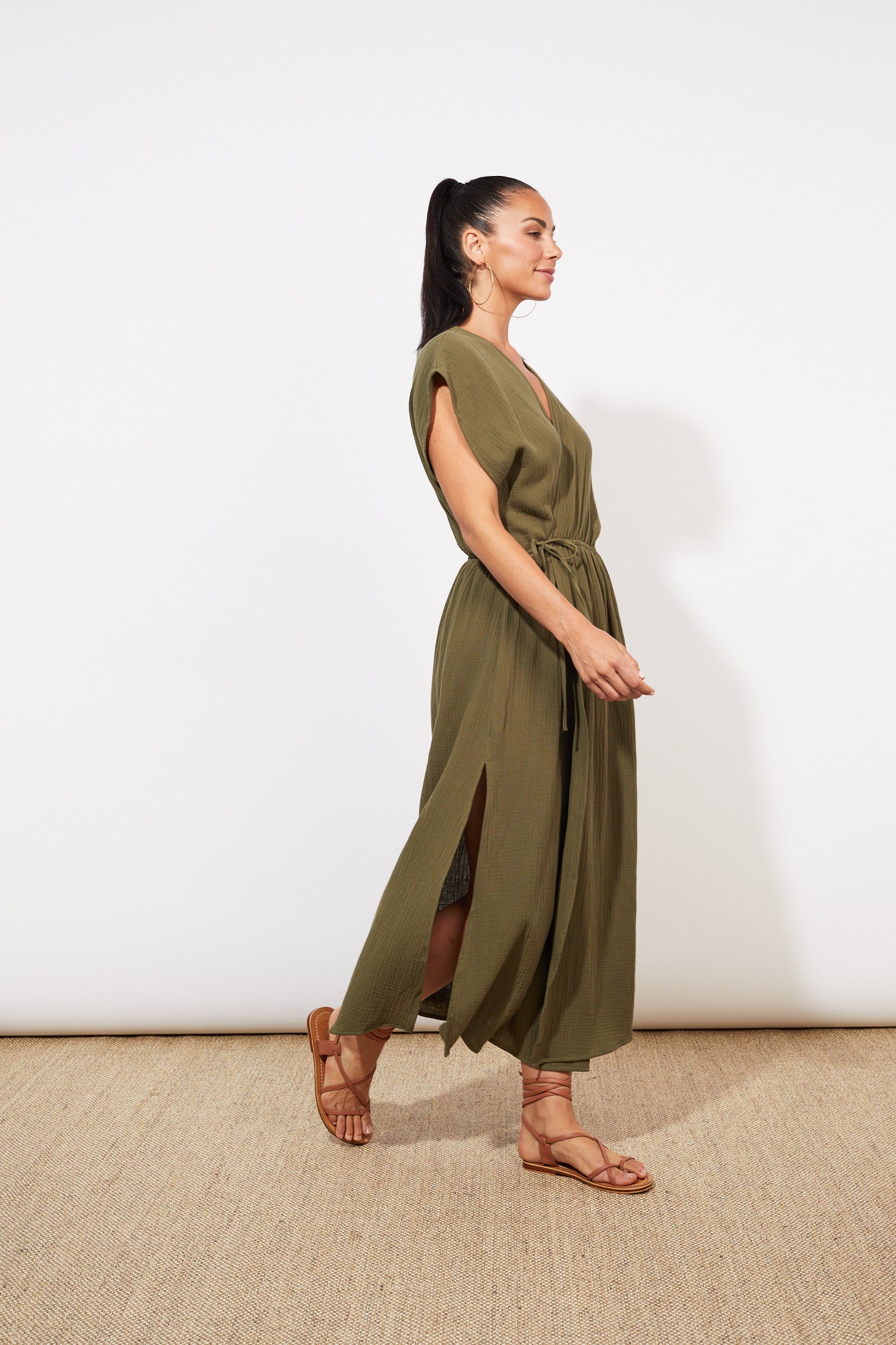 Tulum Wrap Dress - Khaki - The Haven Co