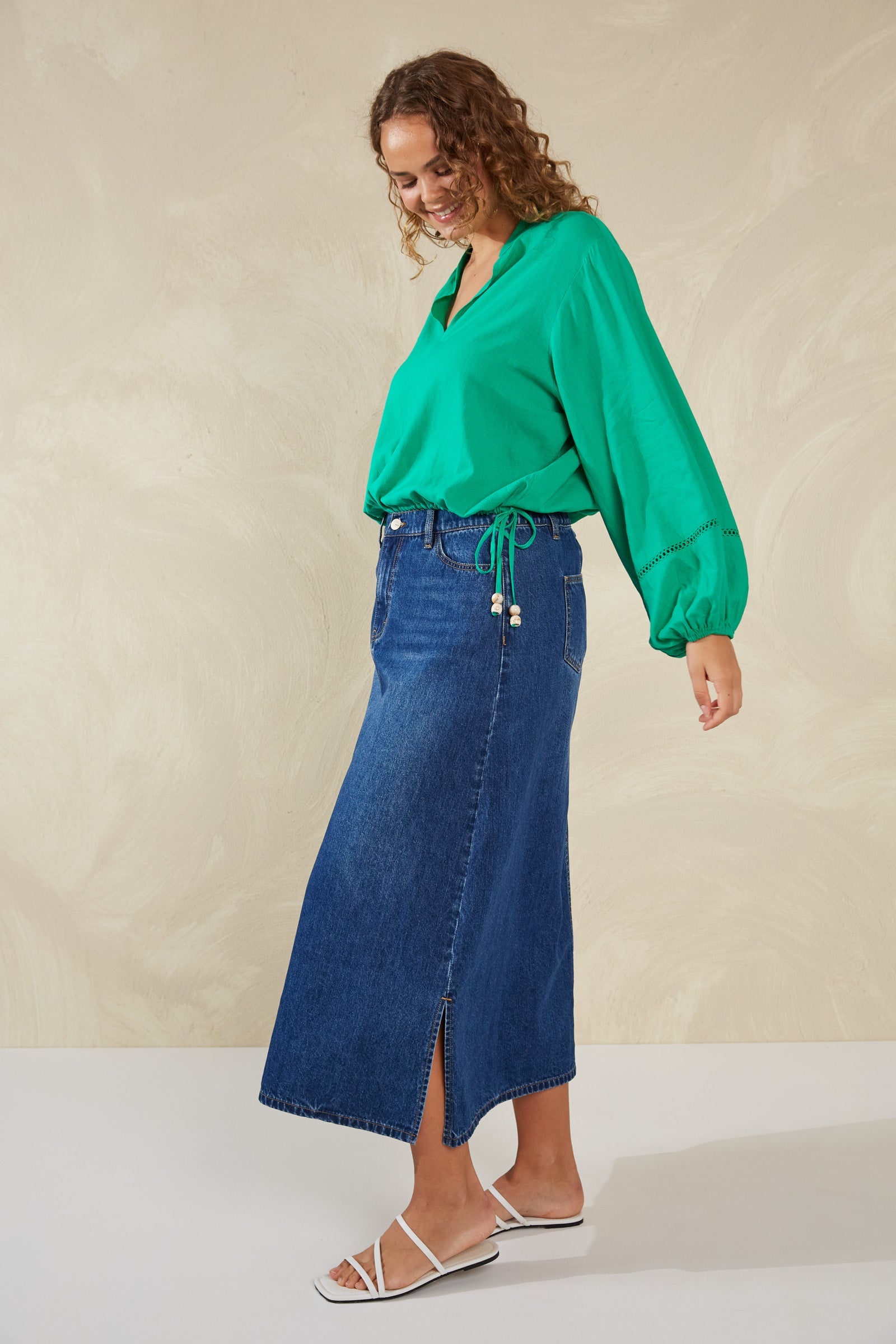 Sardinia Tie Blouse - Verde - The Haven Co