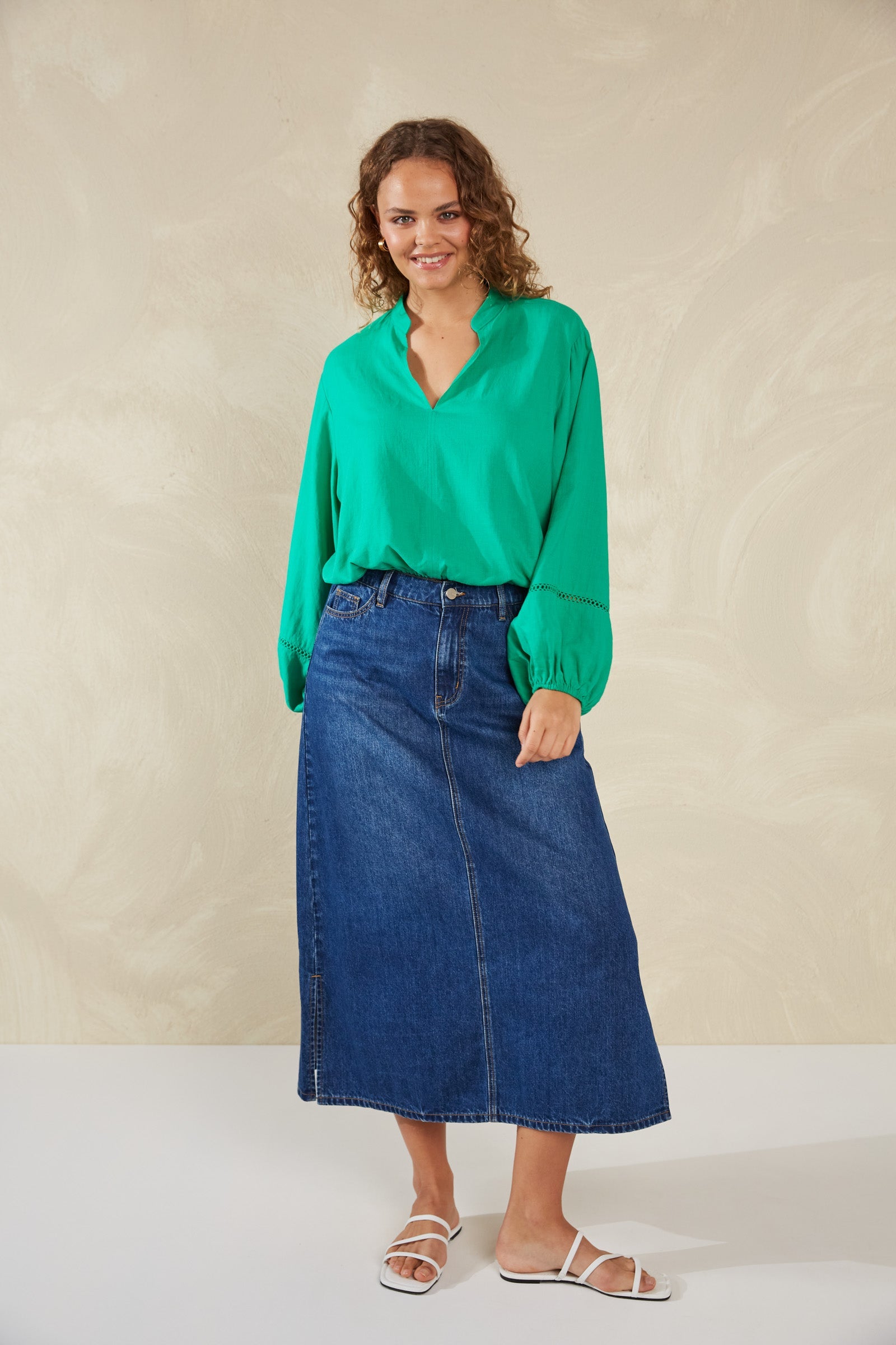 Sardinia Tie Blouse - Verde - The Haven Co