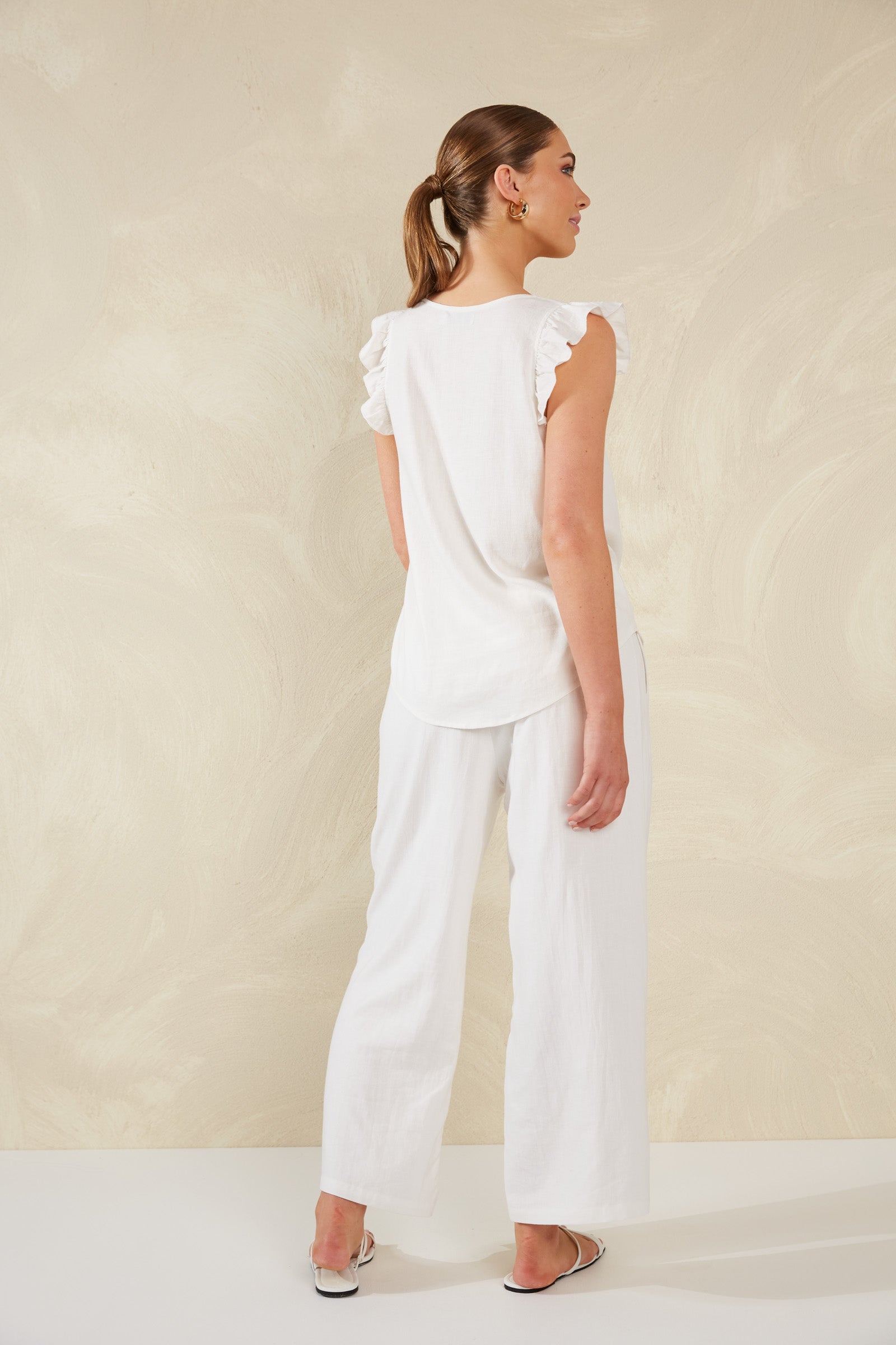 Florence Frill Tank - Bianco - The Haven Co